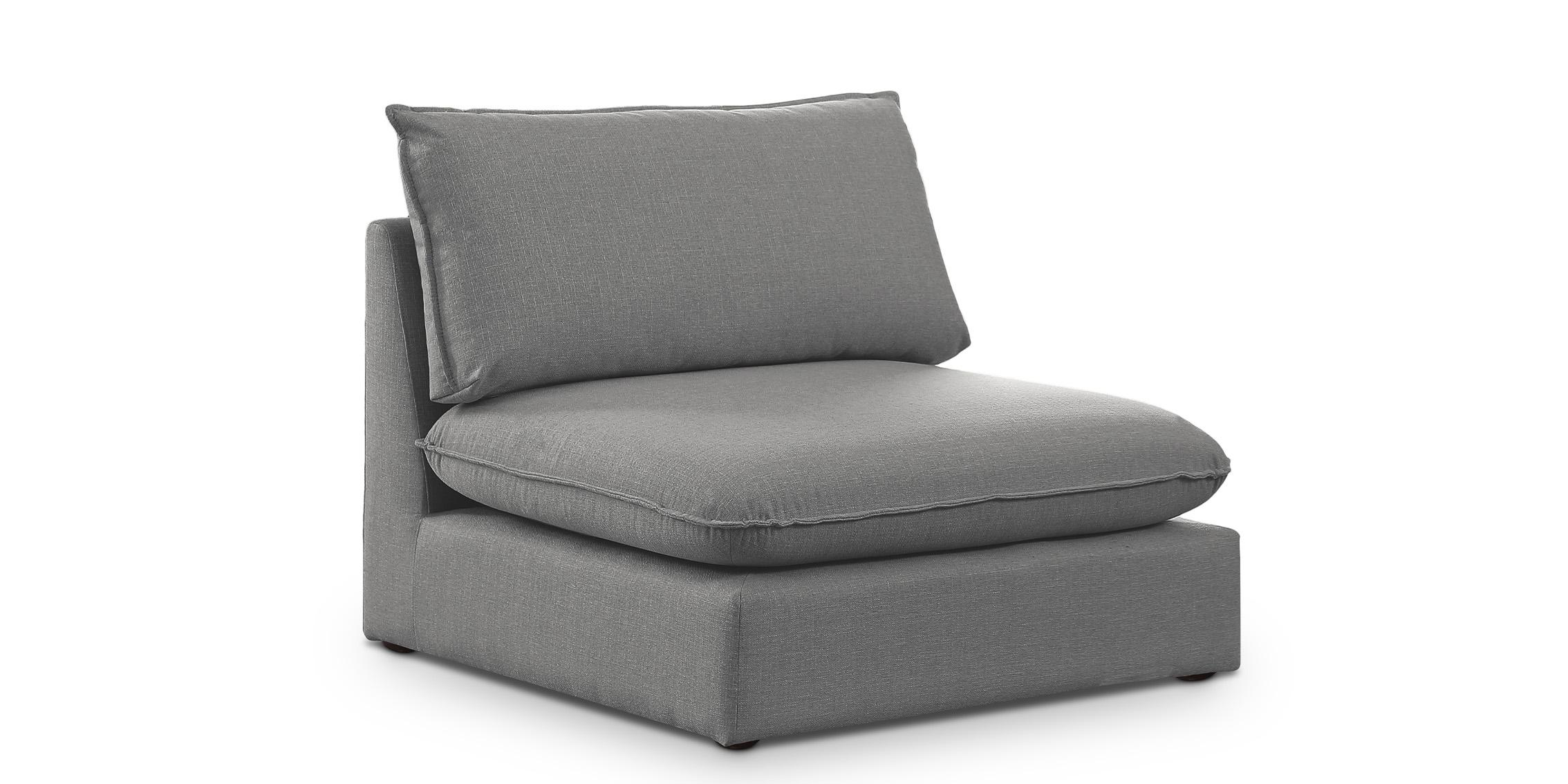 

    
Grey Linen Modular Armless Chair MACKENZIE 688Grey-Armless Meridian Contemporary
