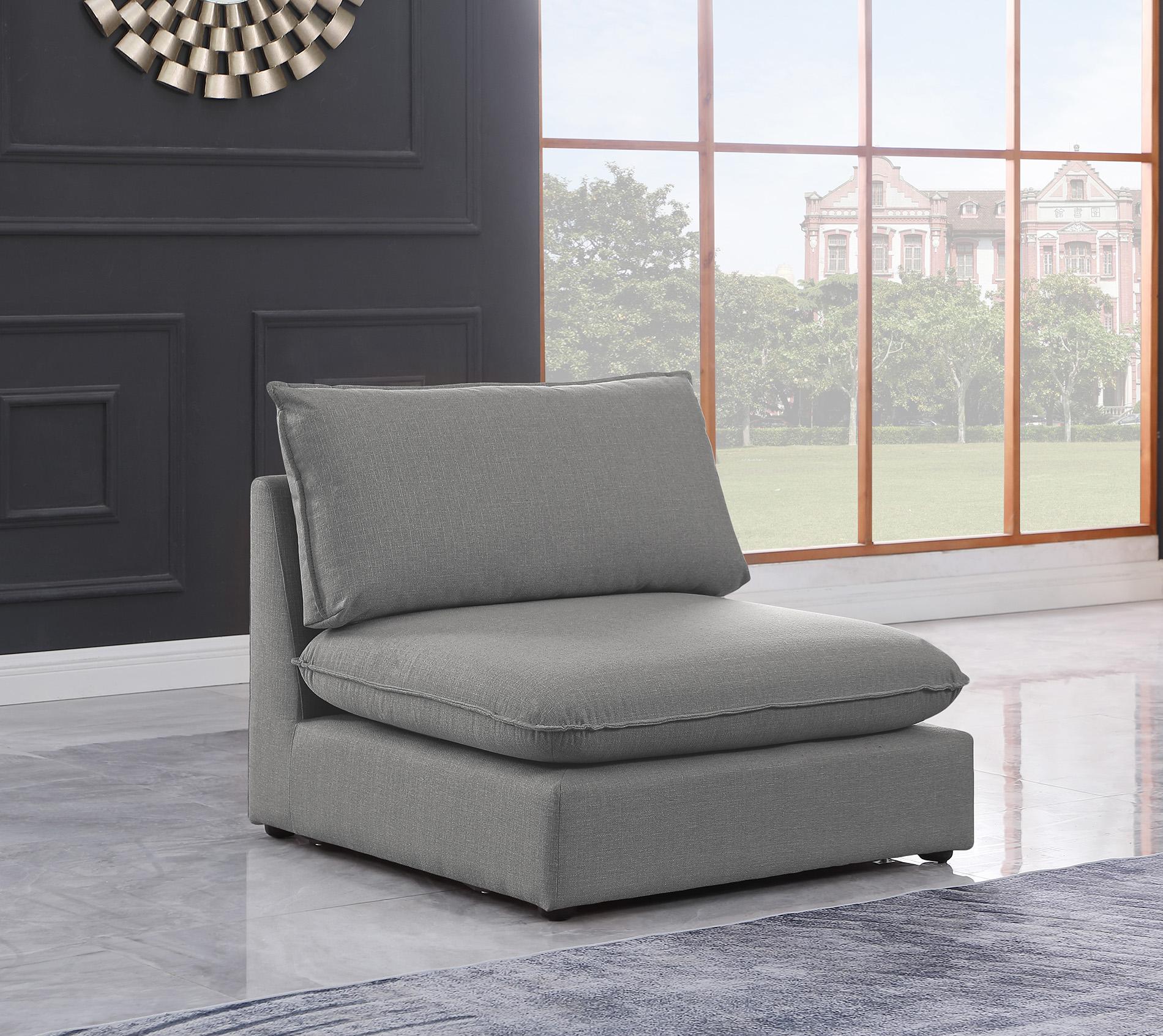 

    
Grey Linen Modular Armless Chair MACKENZIE 688Grey-Armless Meridian Contemporary
