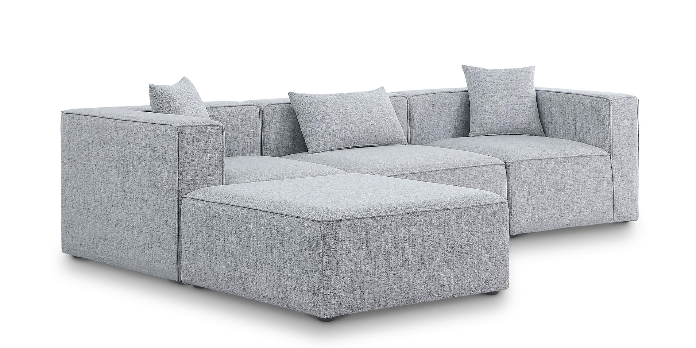 Contemporary, Modern Modular Sectional Sofa CUBE 630Grey-Sec4A 630Grey-Sec4A in Gray Linen