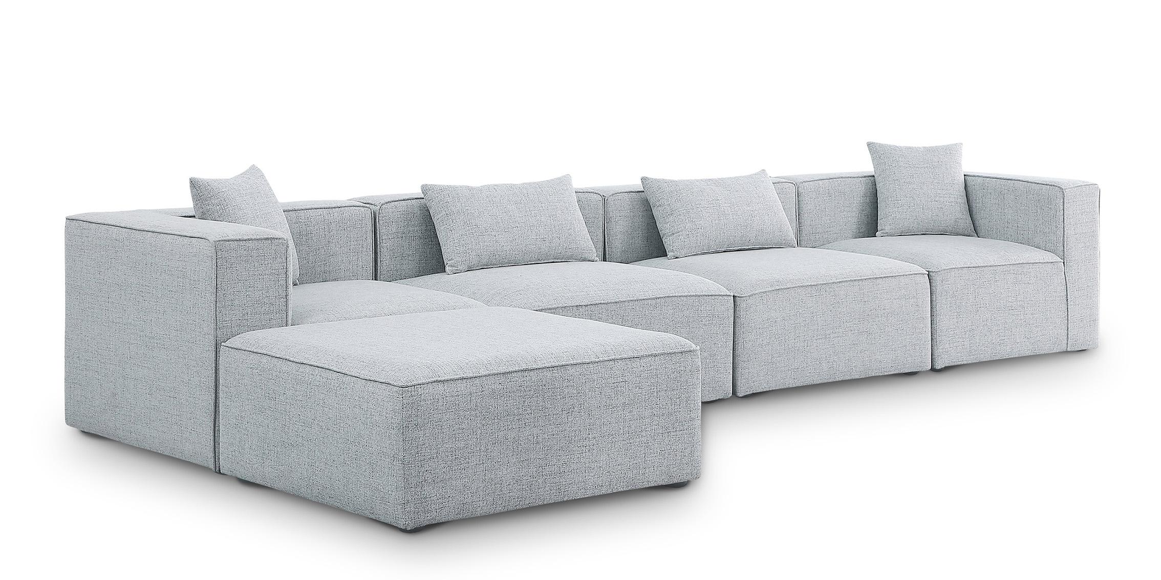 Contemporary, Modern Modular Sectional Sofa CUBE 630Grey-Sec5A 630Grey-Sec5A in Gray Linen