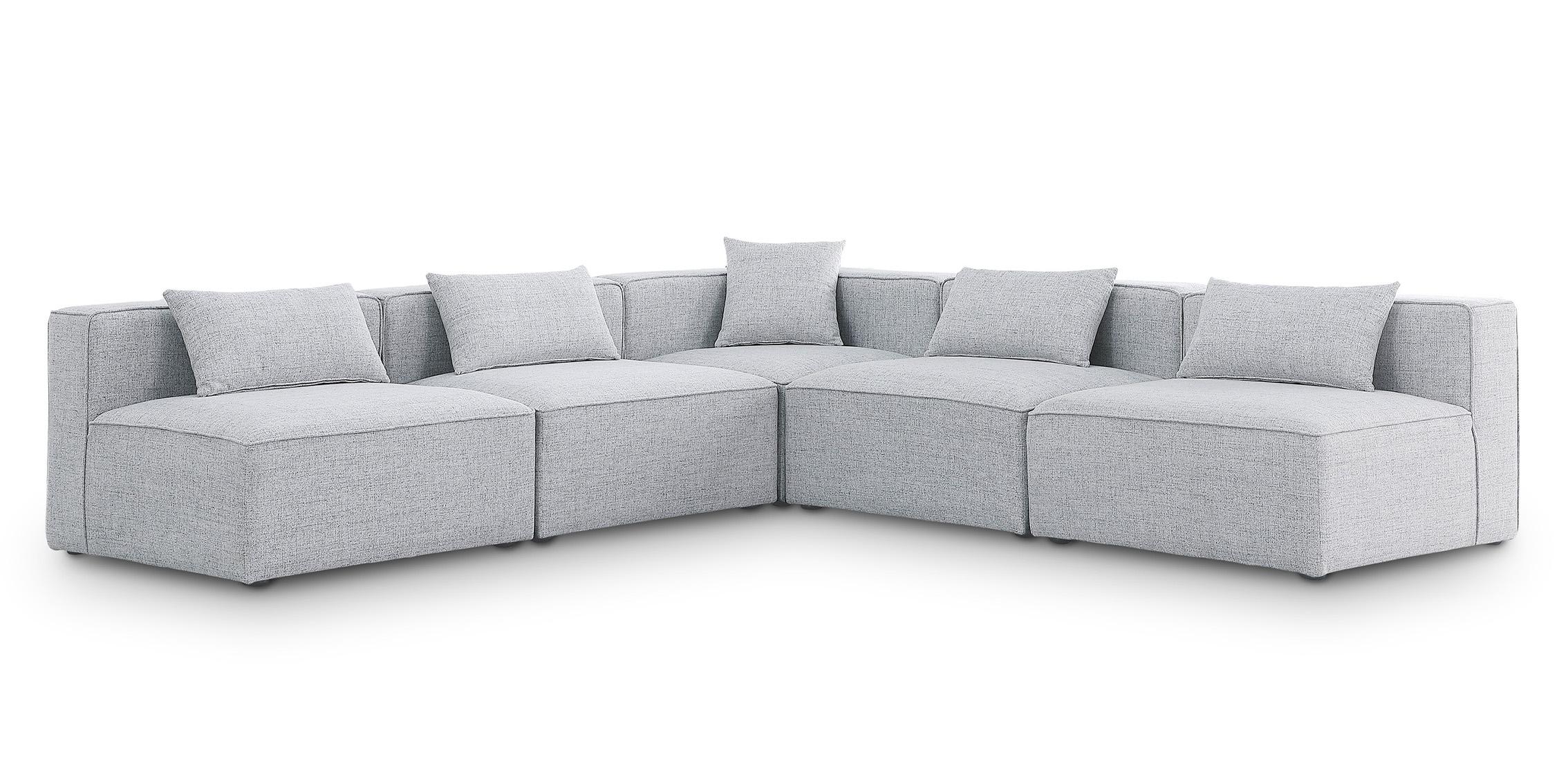 Contemporary, Modern Modular Sectional Sofa CUBE 630Grey-Sec5B 630Grey-Sec5B in Gray Linen