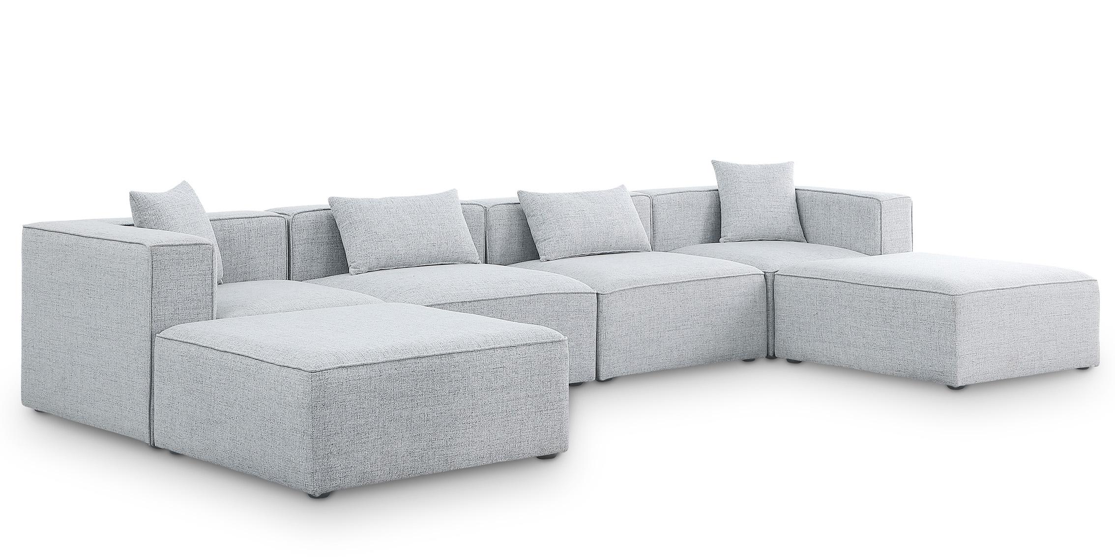 Contemporary, Modern Modular Sectional Sofa CUBE 630Grey-Sec6B 630Grey-Sec6B in Gray Linen