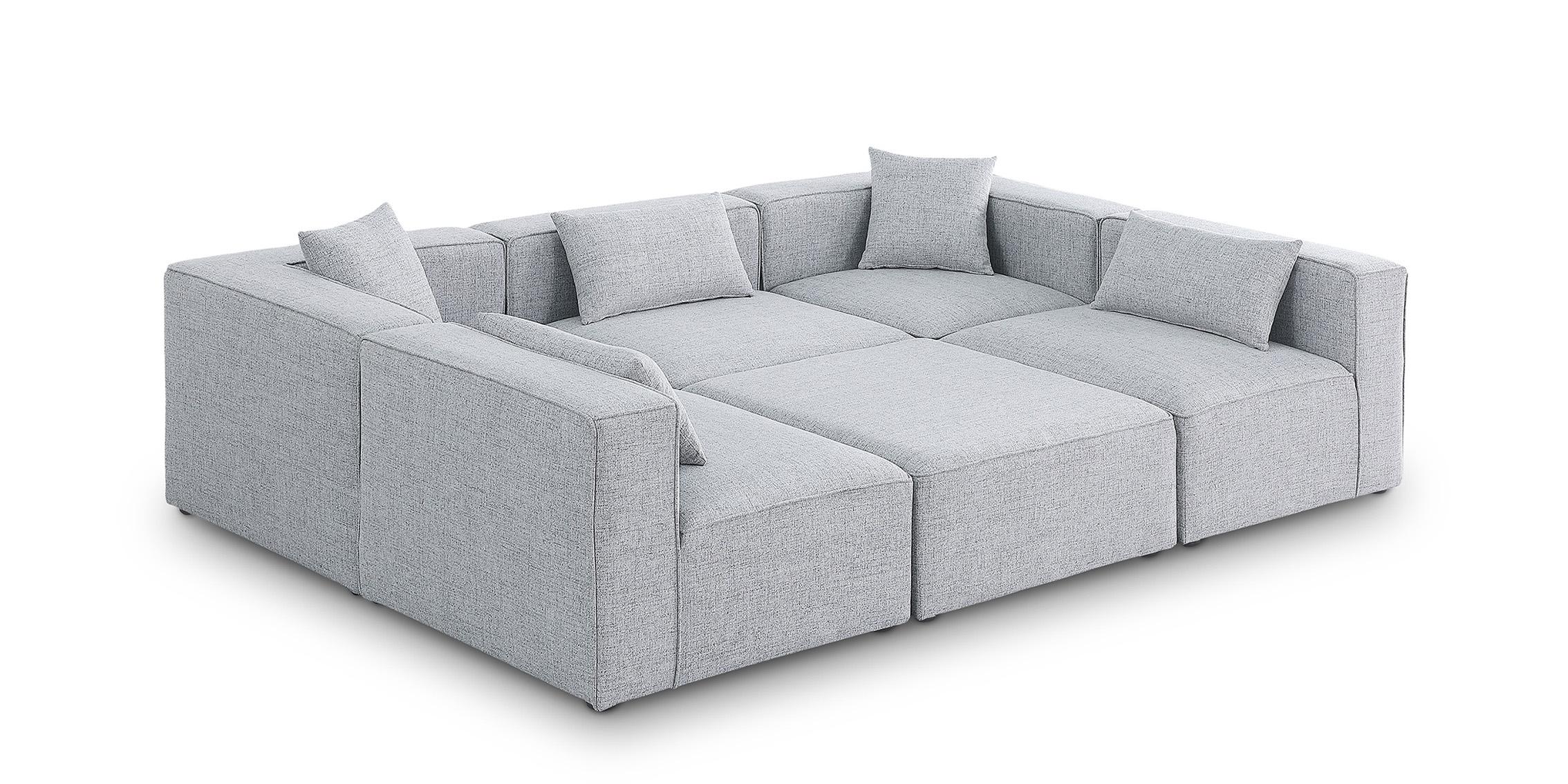 Contemporary, Modern Modular Sectional Sofa CUBE 630Grey-Sec6C 630Grey-Sec6C in Gray Linen