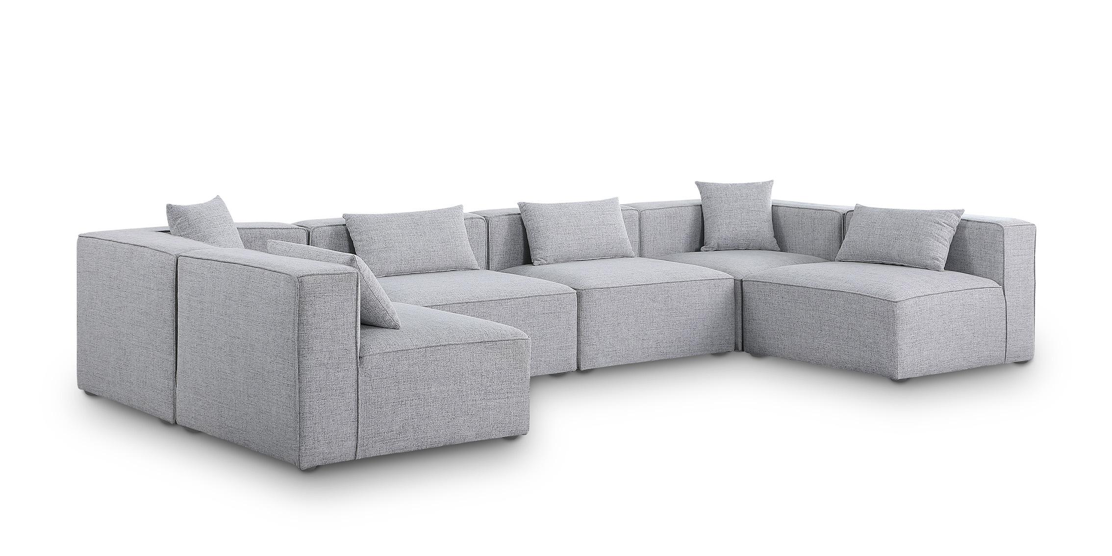 Contemporary, Modern Modular Sectional Sofa CUBE 630Grey-Sec6D 630Grey-Sec6D in Gray Linen
