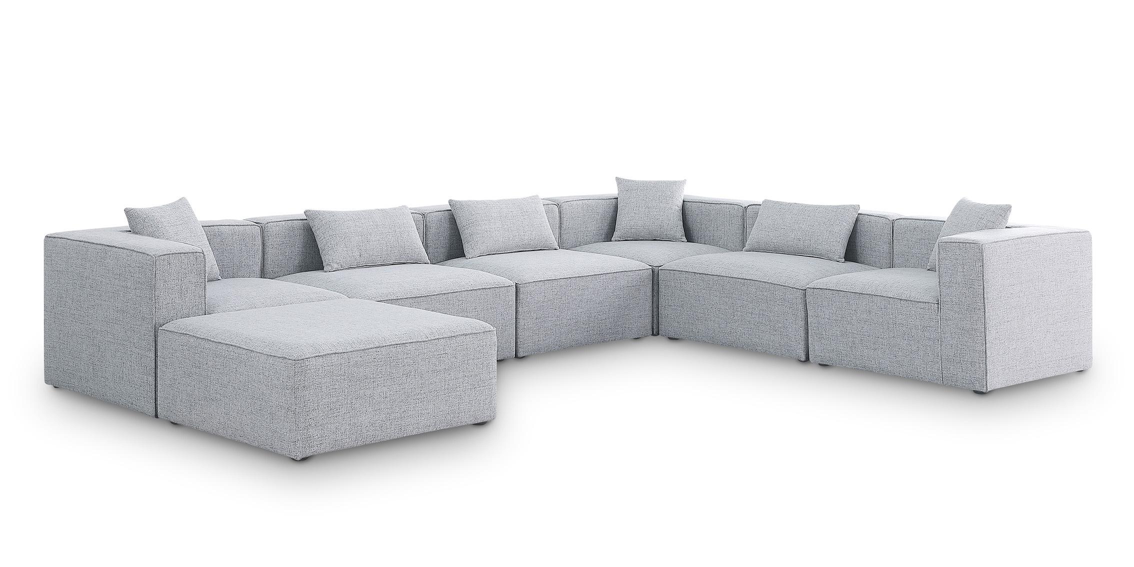 Contemporary, Modern Modular Sectional Sofa CUBE 630Grey-Sec7A 630Grey-Sec7A in Gray Linen