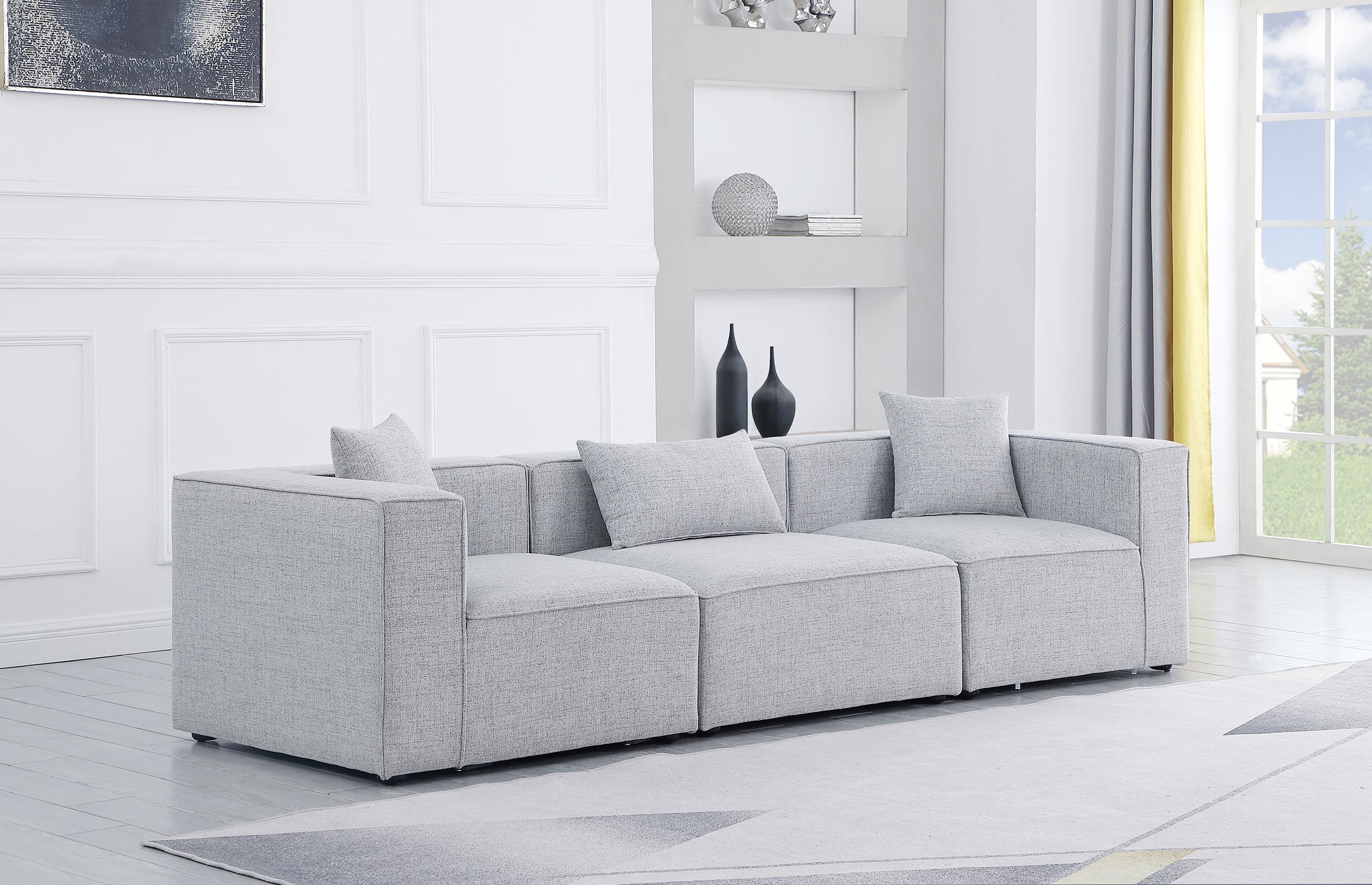 

    
GREY Linen Modular Sofa CUBE 630Grey-S108B Meridian Contemporary Modern
