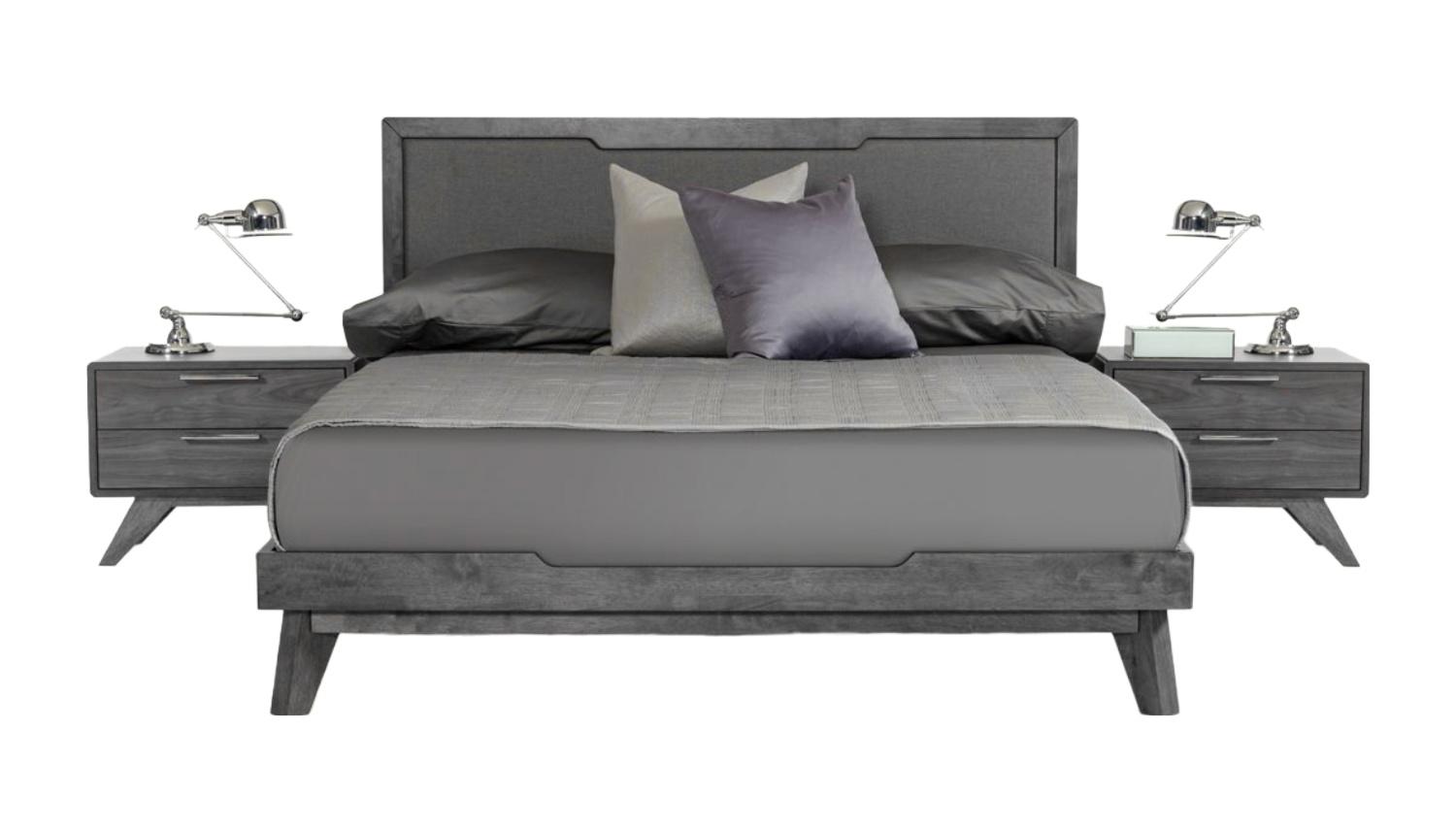 Contemporary, Modern Panel Bedroom Set Soria VGMABR-32-BED-GRY-K-3pcs in Gray Linen