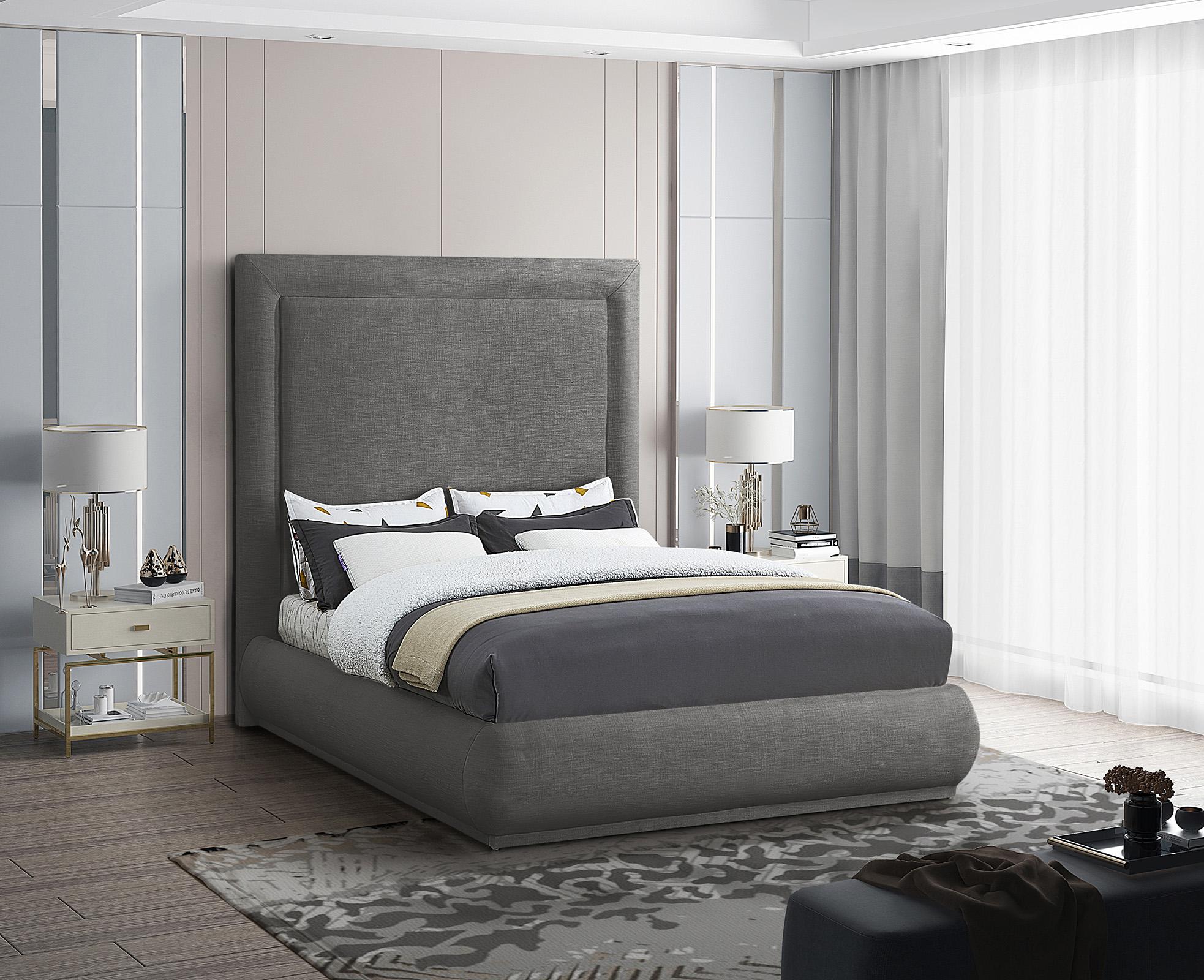 

    
Grey Linen Queen Bed BROOKE BrookeGrey-Q Meridian Contemporary Modern

