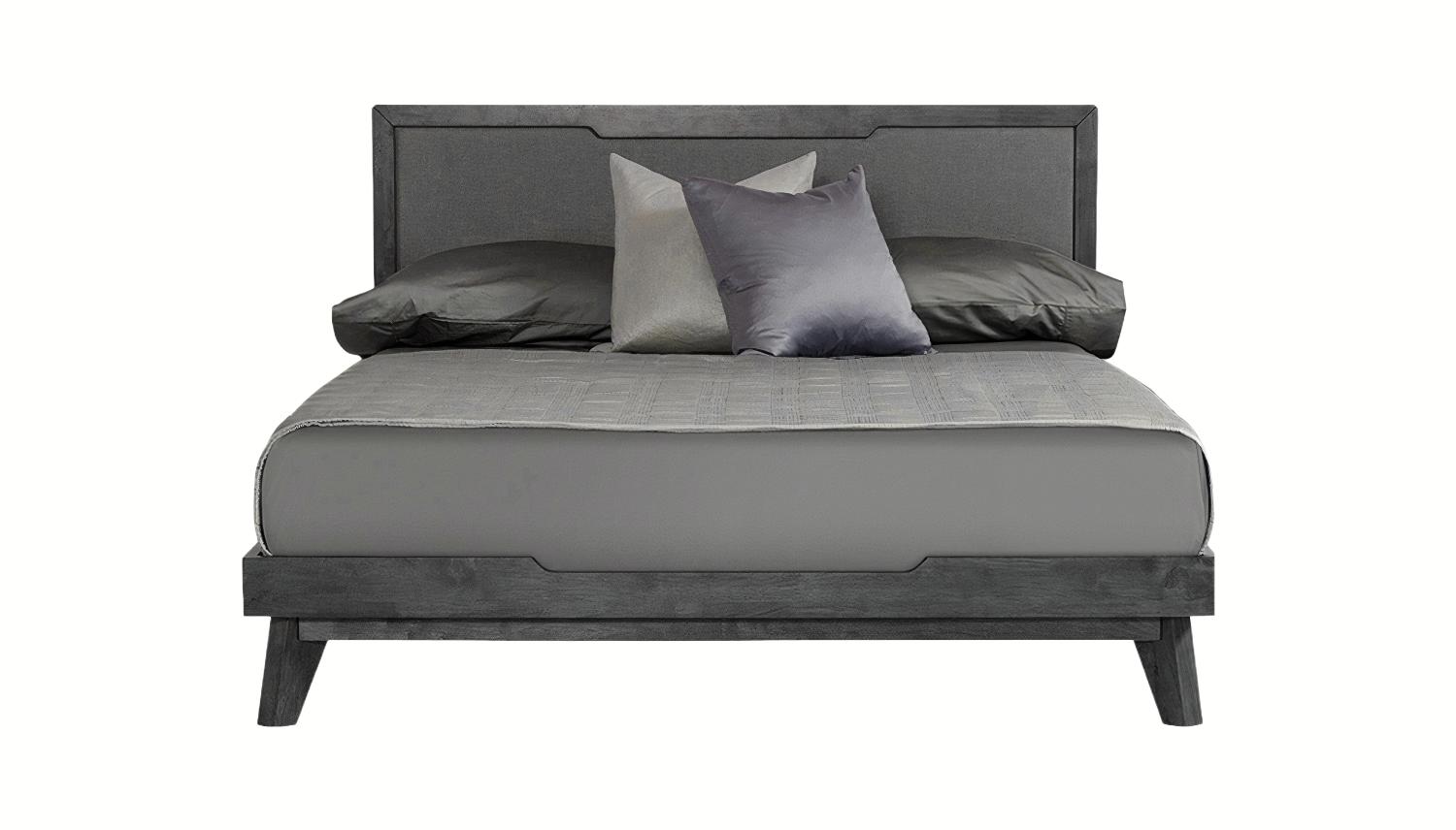 Contemporary, Modern Panel Bed Soria VGMABR-32-BED-GRY-Q in Gray Linen