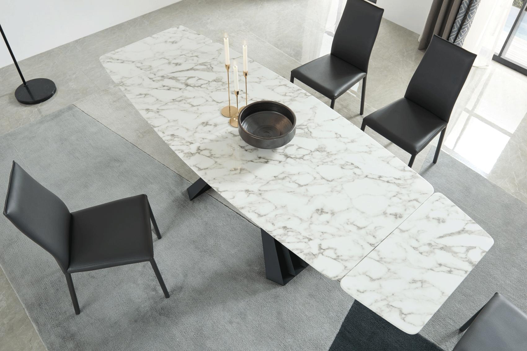 

    
 Order  Grey Marble Dining Table w/ Extension 152 ESF Modern Contemporary MADE IN ITALY
