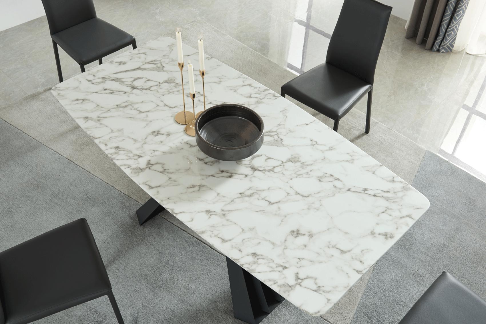 

    
 Shop  Grey Marble Dining Table w/ Extension Set 7 ESF 152 &196 Modern MADE IN ITALY
