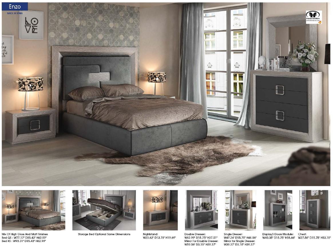 

                    
Buy Grey Microfiber King Bedroom Set 6P Enzo ESF Modern Contemporary Franco Spain
