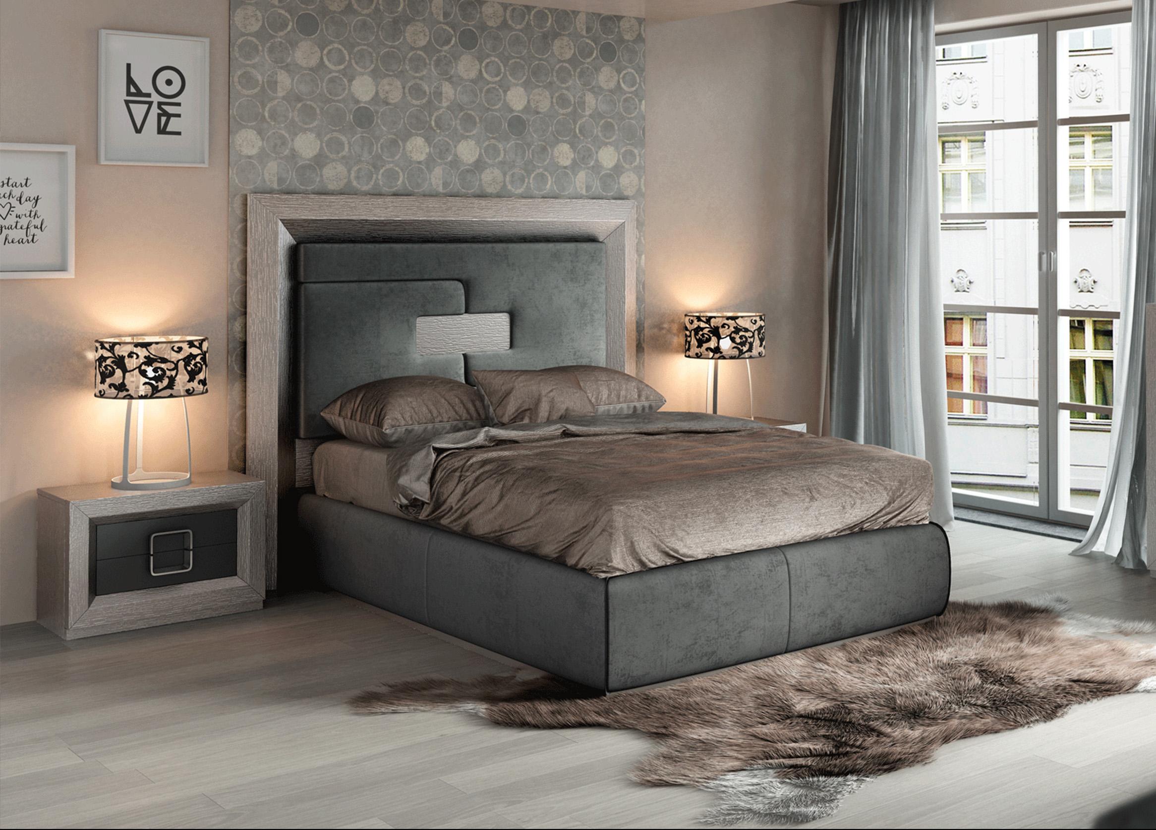 

    
Grey Microfiber Queen Bedroom Set 3P Enzo ESF Modern Contemporary Franco Spain

