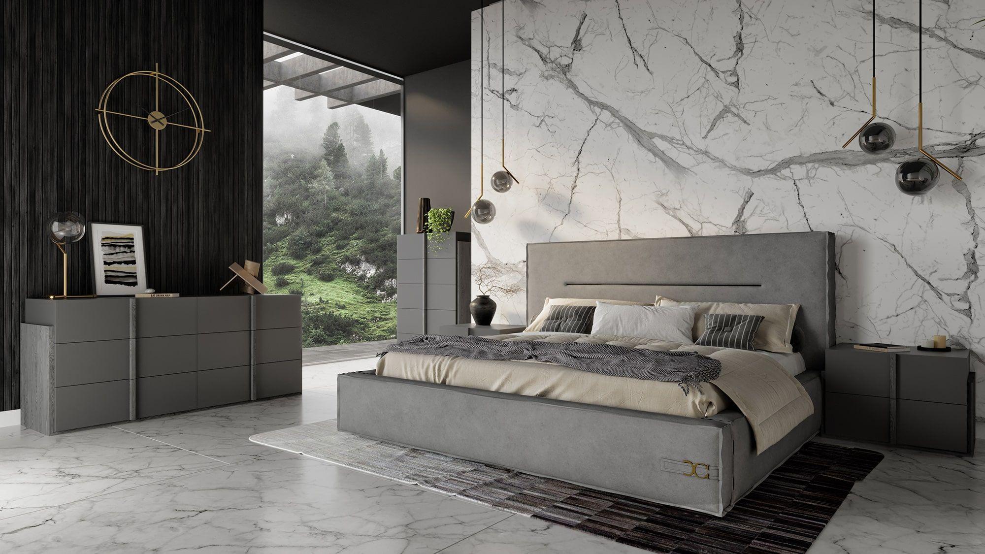 Contemporary, Modern Panel Bedroom Set Hollywood VGCCHOLLYWOOD-EK-6pcs in Gray 