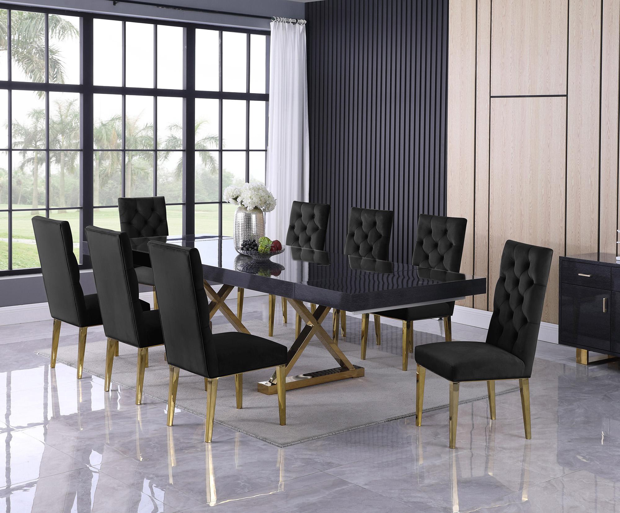 Contemporary Dining Table Set Excel / Capri 995-T 995-T-716Black-C-Set-9 in Oak, Gray, Gold, Black 