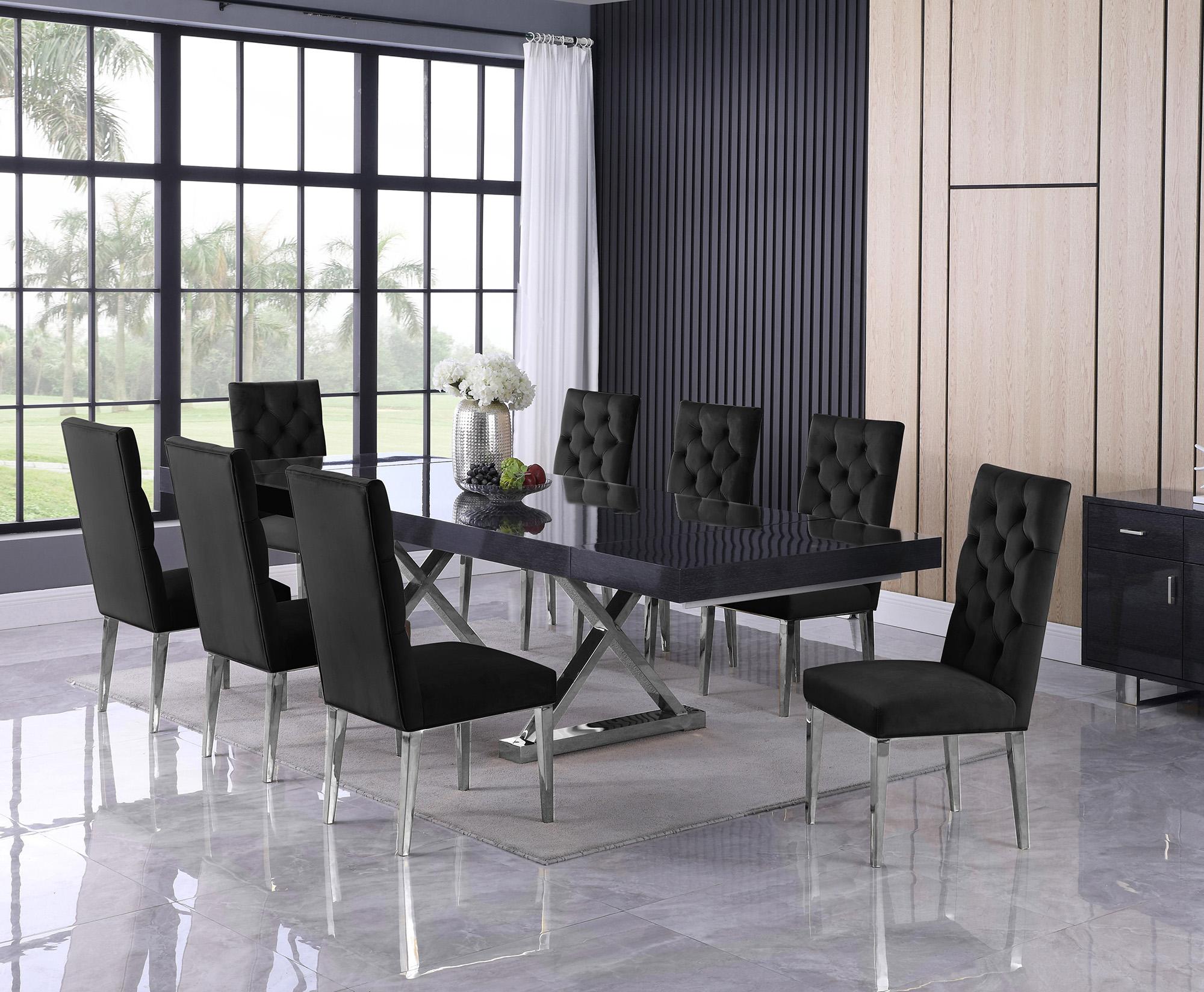 Contemporary Dining Table Set Excel / Juno 998-T 998-T-732Black-C-Set-9 in Oak, Chrome, Gray 