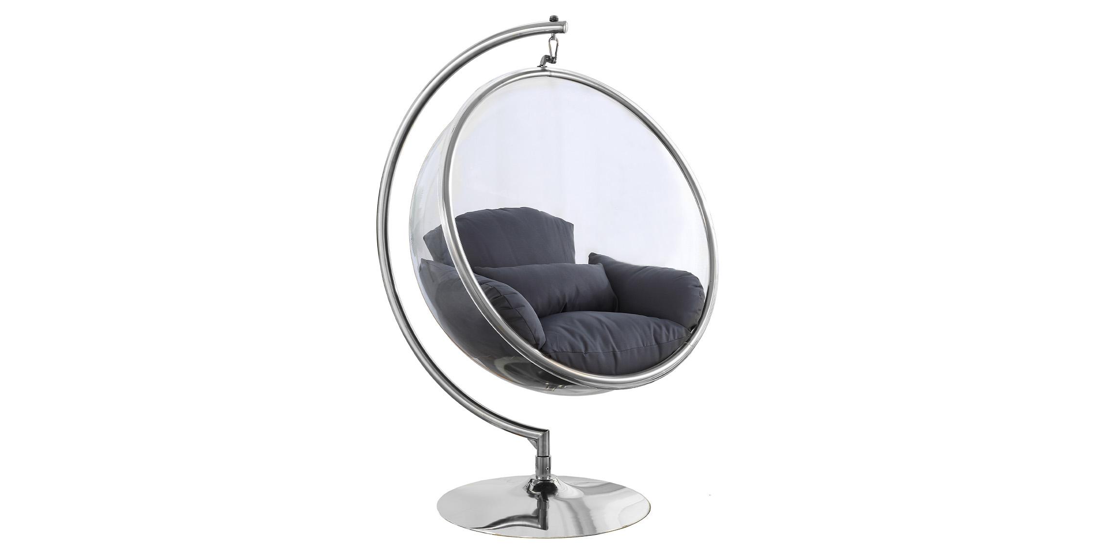 

    
Grey Pillow Chrome & Acrylic Swing Bubble Chair LUNA 507Grey Meridian Modern
