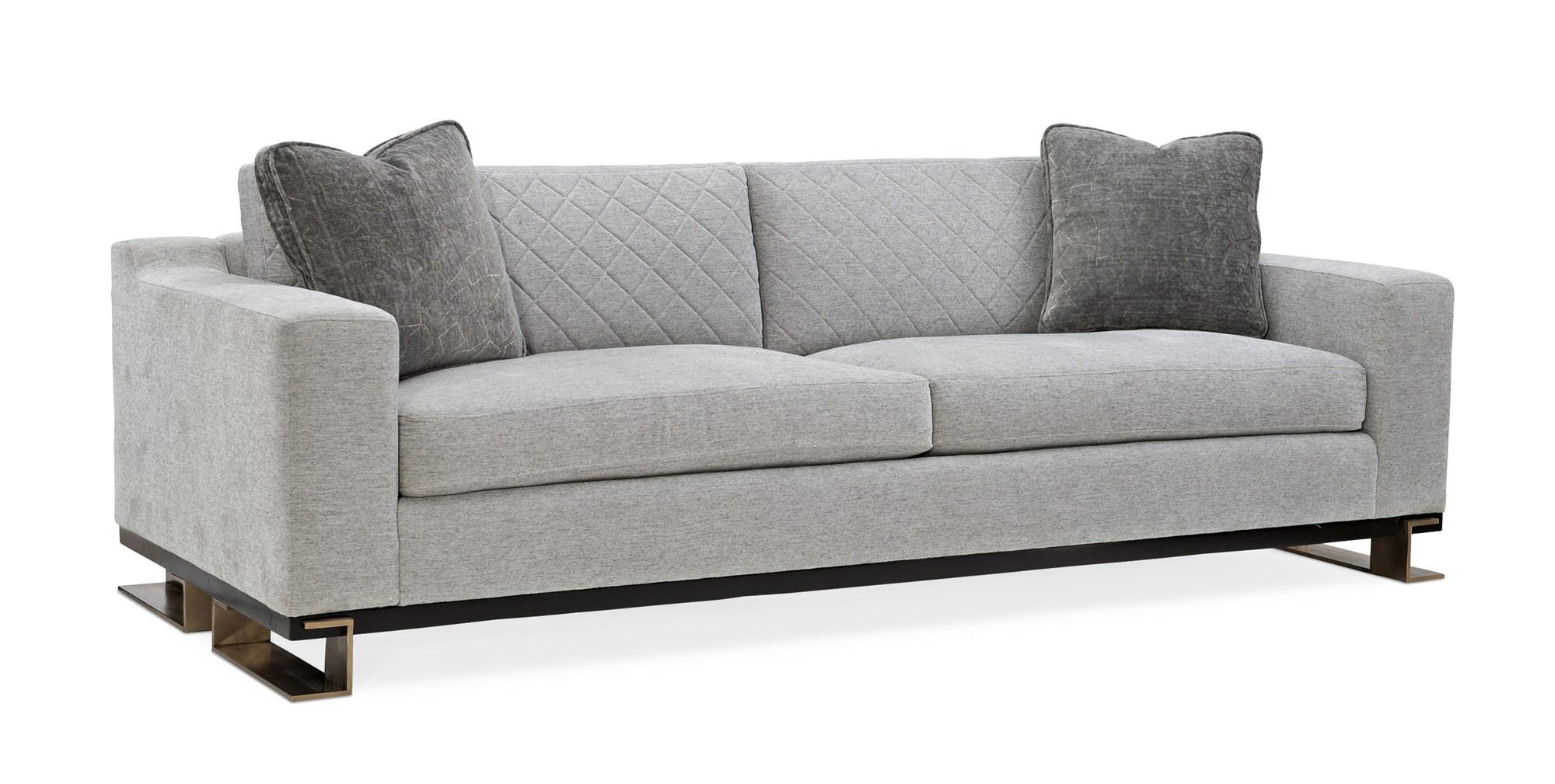 Contemporary Sofa and Chair EDGE SOFA M100-419-011-A-Set-2 in Light Gray Velvet