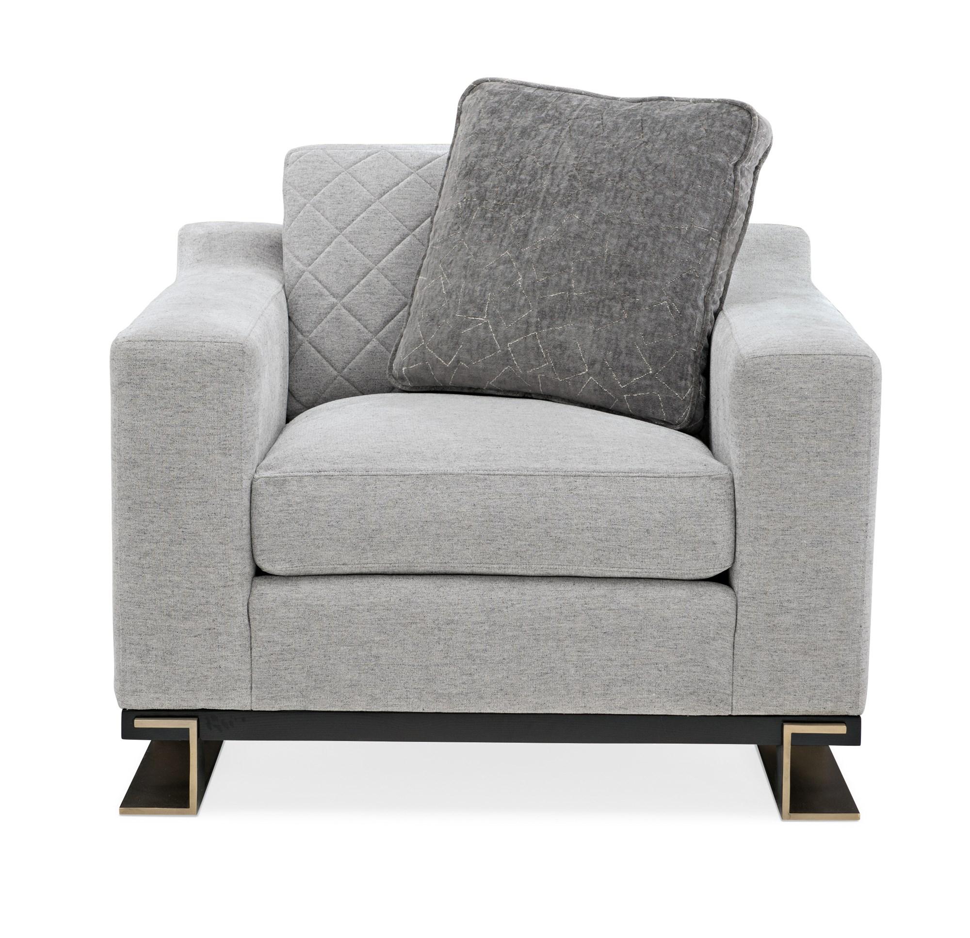 

    
 Order  Grey Plush Luxury Upholstery Contemporary EDGE SOFA Set 2Pcs by Caracole

