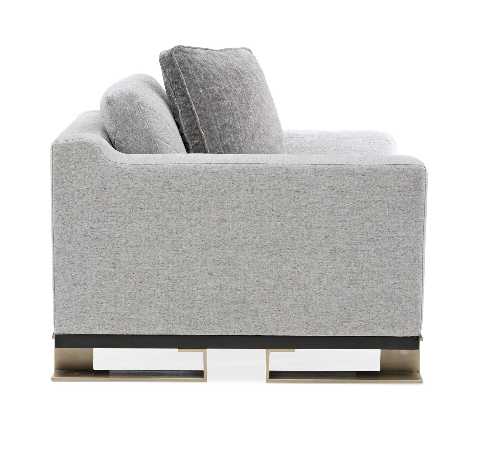 

    
 Shop  Grey Plush Luxury Upholstery Contemporary EDGE SOFA Set 2Pcs by Caracole
