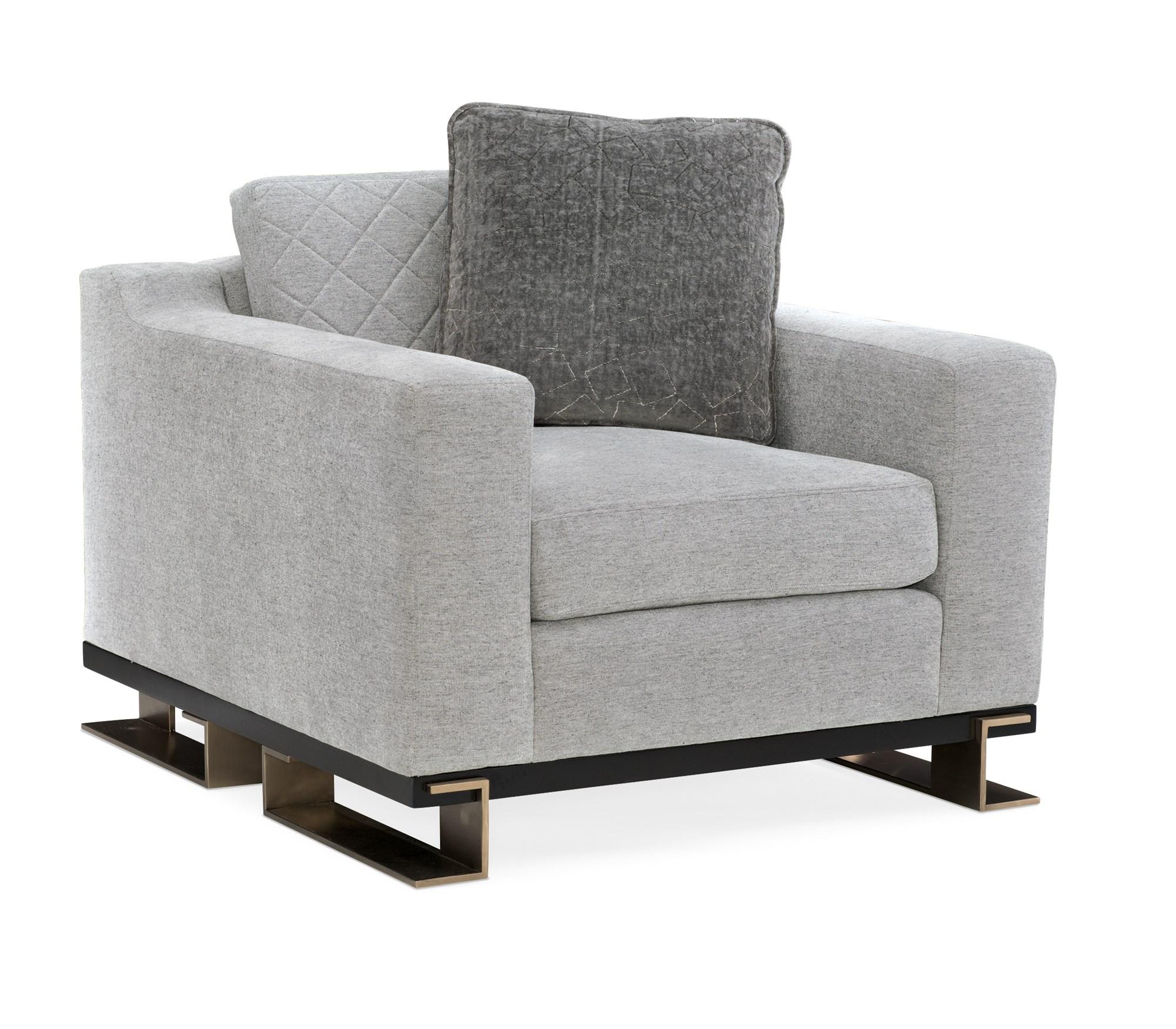 

    
 Photo  Grey Plush Luxury Upholstery Contemporary EDGE SOFA Set 2Pcs by Caracole
