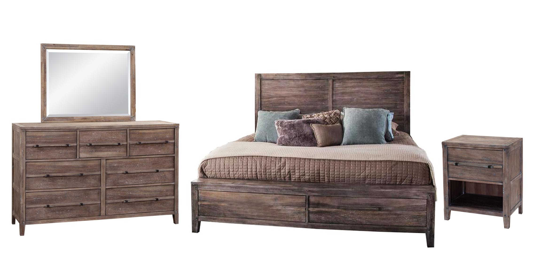 Classic, Traditional Panel Bedroom Set AURORA 2800-50PNPN 2800-QPNPN-4PC in Driftwood, Gray 
