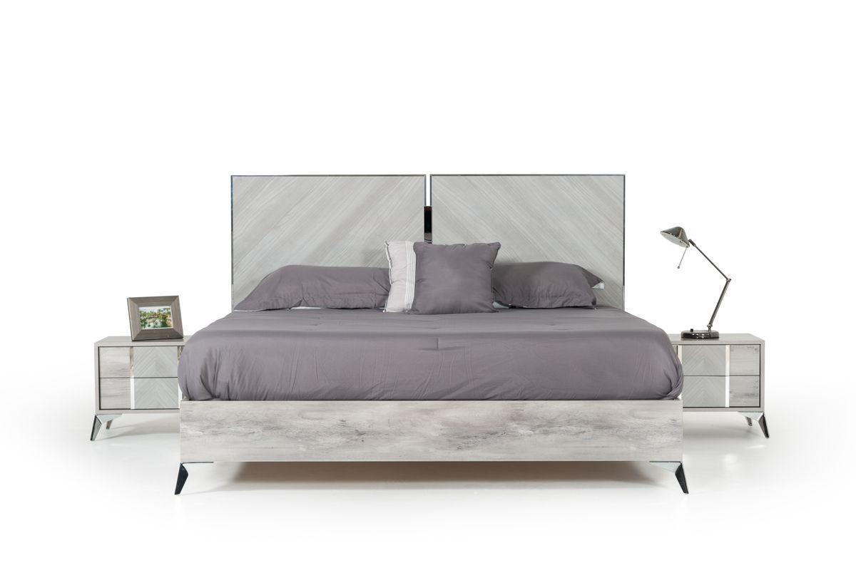 Contemporary, Modern Panel Bedroom Set Alexa VGACALEXA-BED-K-3pcs in Gray 