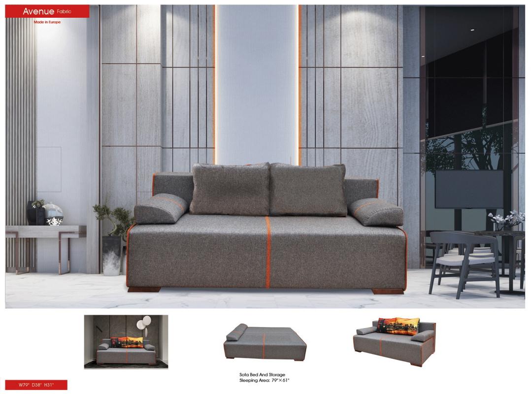 

    
AVENUESOFABED Grey Sofa Bed & Storage AVENUE ESF Modern Contemporary Mikhail Di Oro Collection
