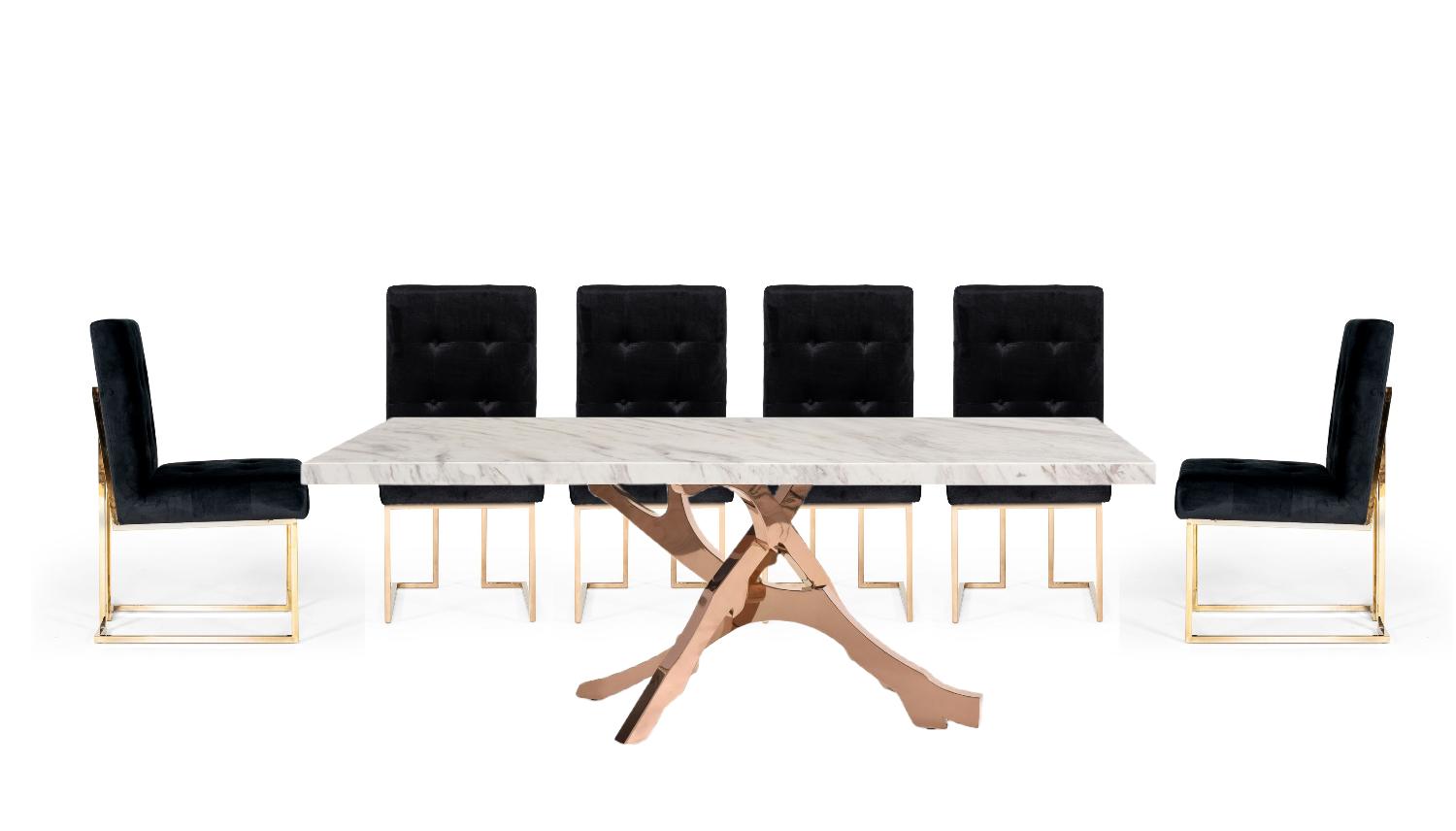 

    
Tree Branch White Marble Dining Table + 6 Black Velvet Chairs by VIG Modrest Legend
