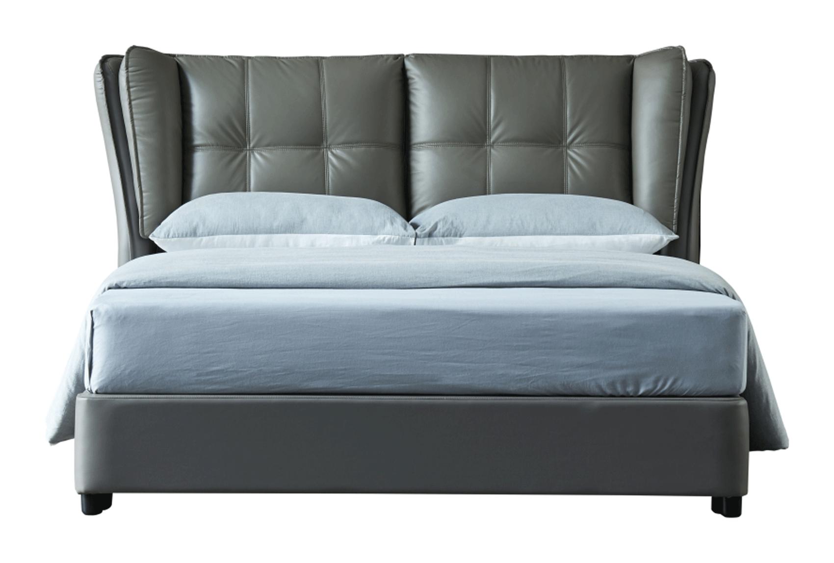 

    
 Order  Felix  Grey Top-grain Leather Full Bed w/ Storage Modern MADE IN ITALY
