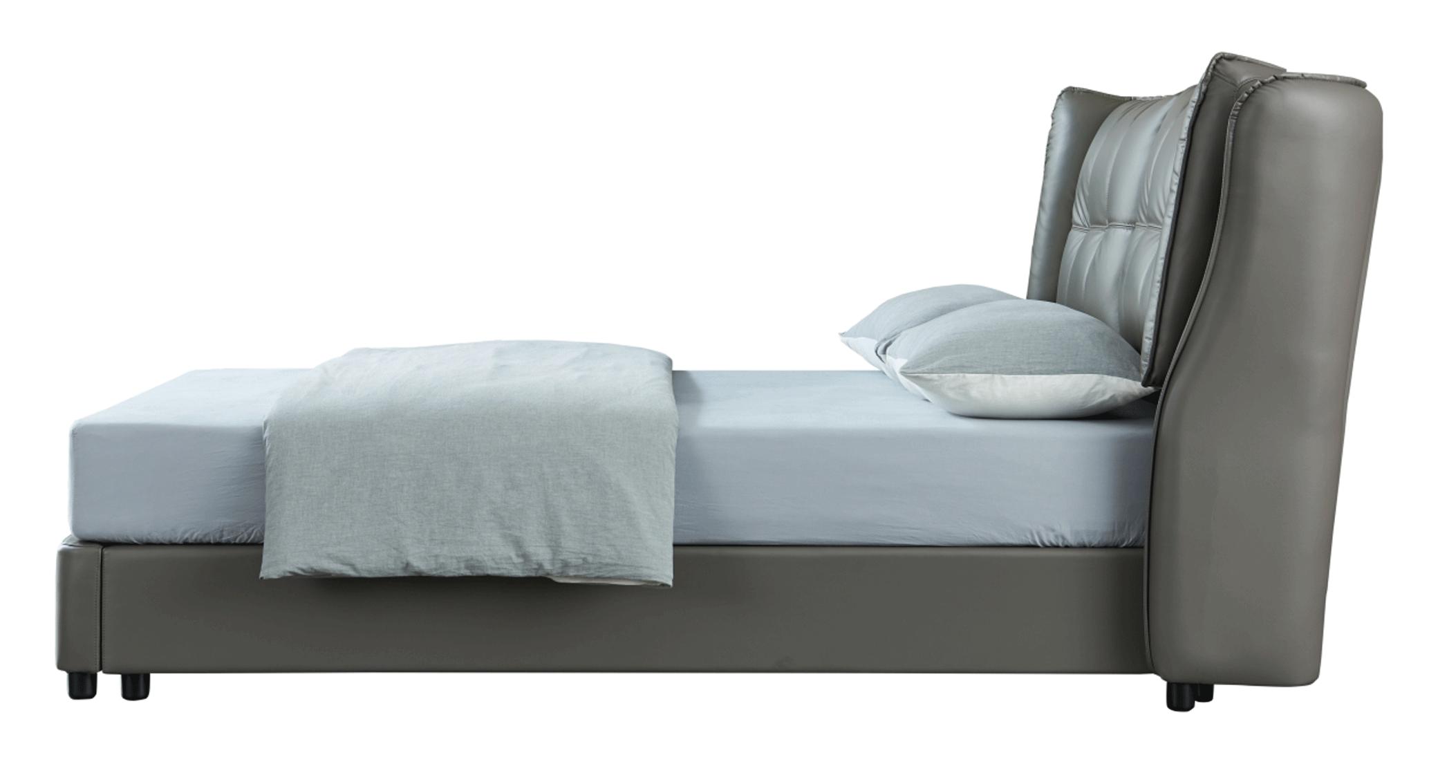 

    
 Shop  Felix  Grey Top-grain Leather Full Bed w/ Storage Modern MADE IN ITALY
