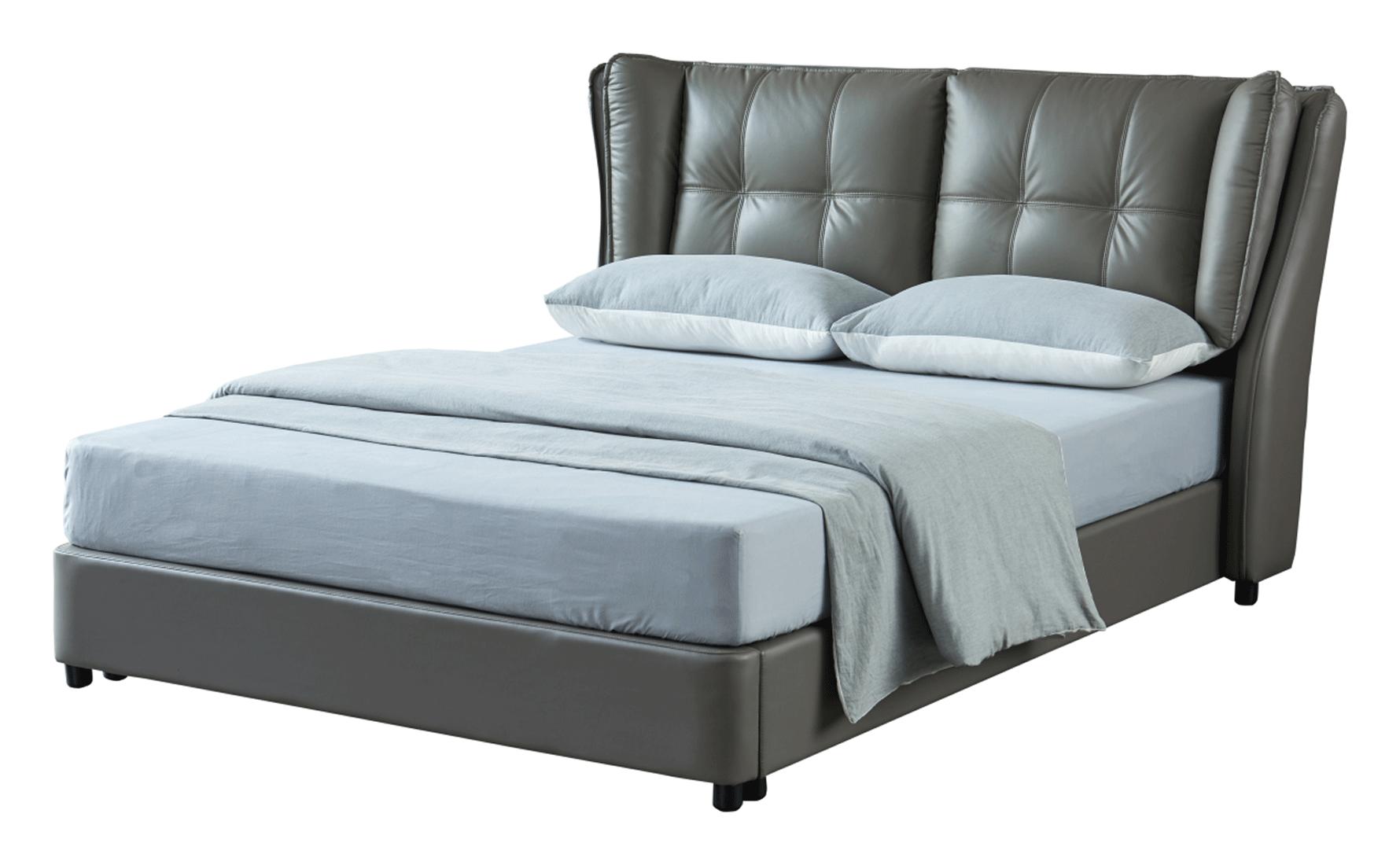 Contemporary, Modern Storage Bed Felix 1000QBED in Gray Leather