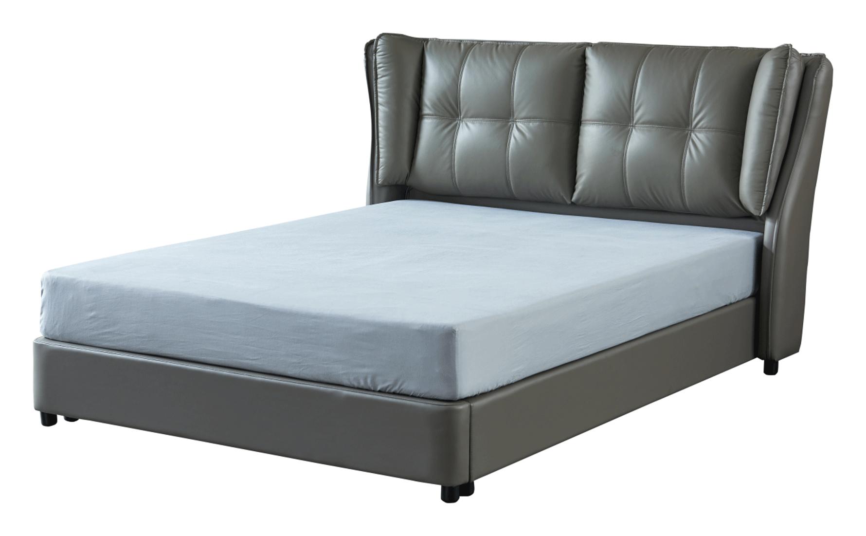

    
 Order  Grey Top-grain Leather Queen Bed w/ Storage Modern MADE IN ITALY ESF 1806
