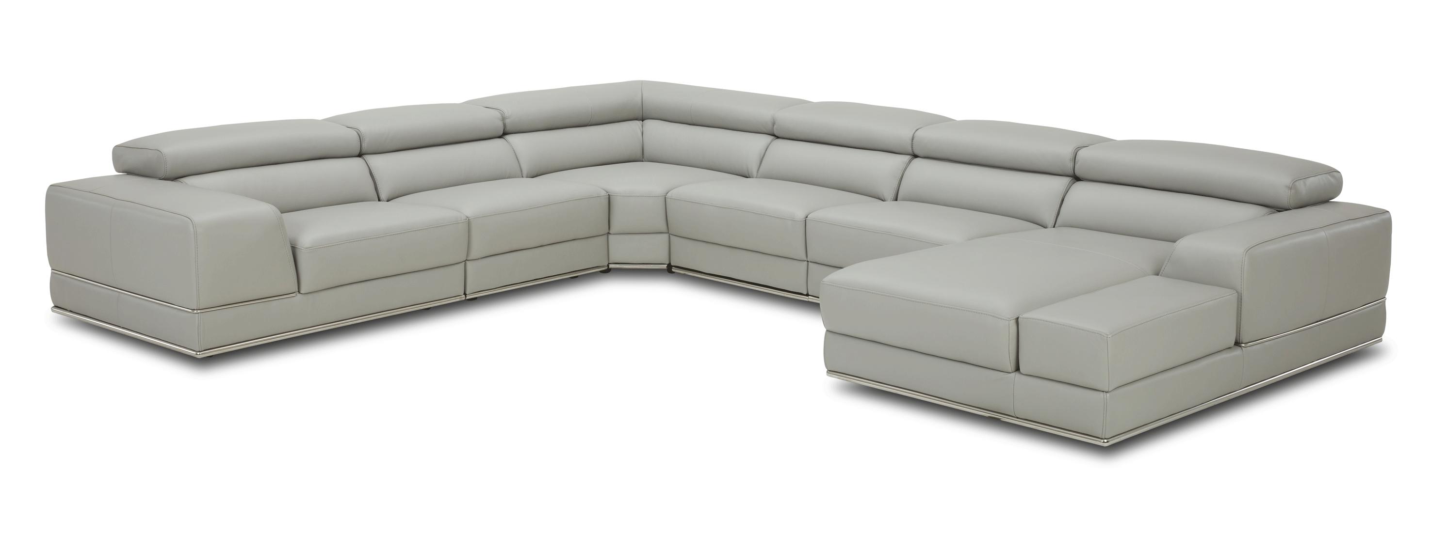 

    
 Shop  GREY Top-grain Leather Sectional Sofa Contemporary ESF 1576
