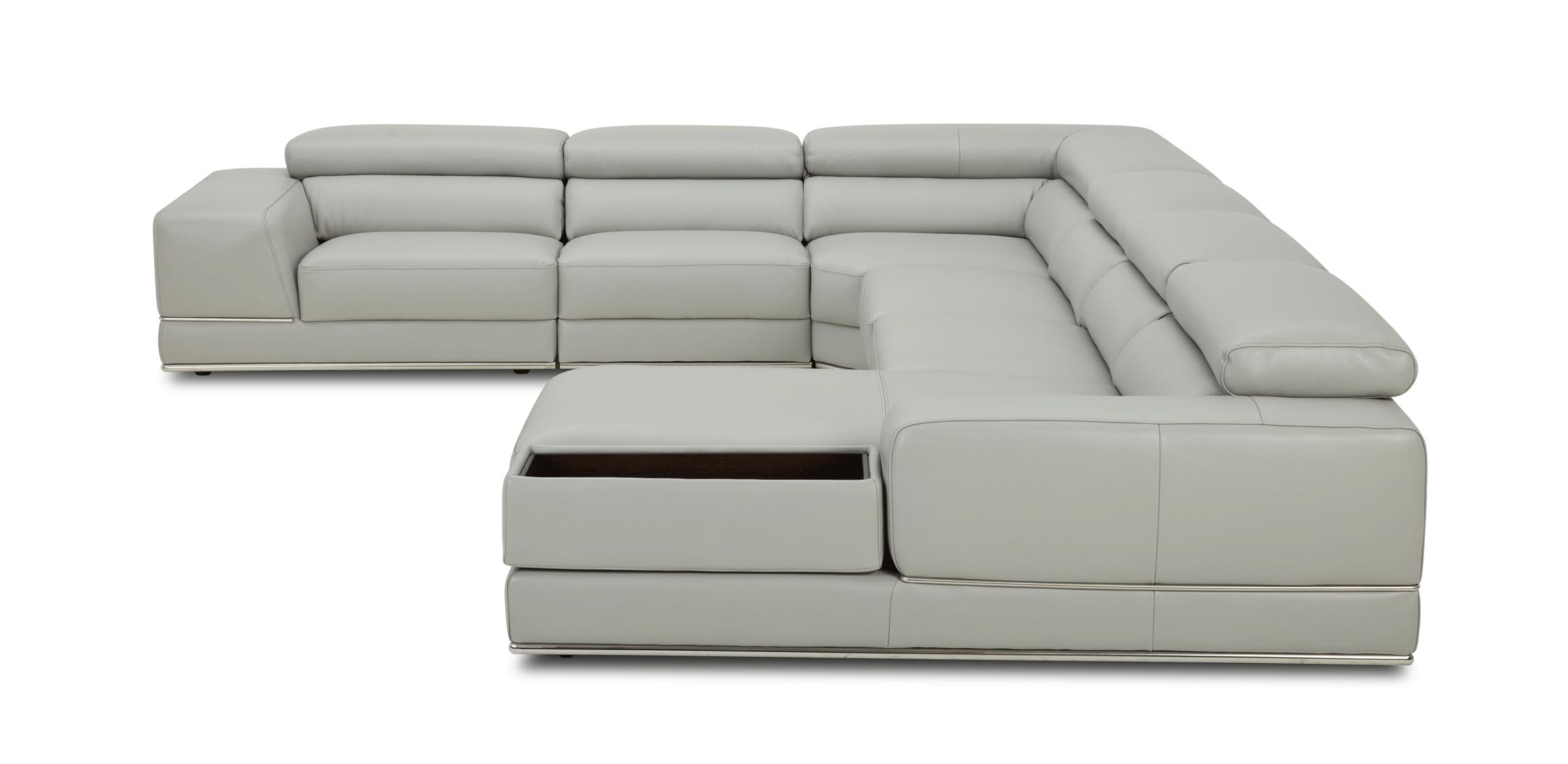 

    
 Order  GREY Top-grain Leather Sectional Sofa Contemporary ESF 1576
