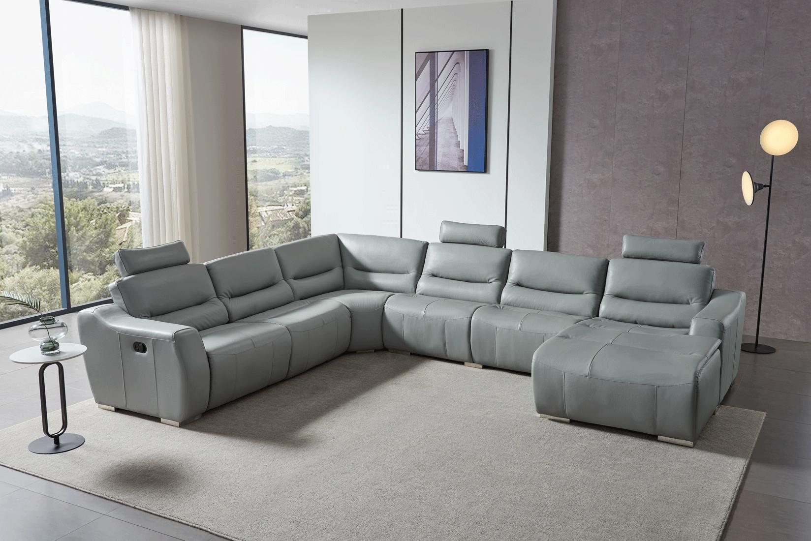 Contemporary, Modern Reclining Sectional 2144 Sectional 2144SECTIONALGREY in Gray Genuine Leather