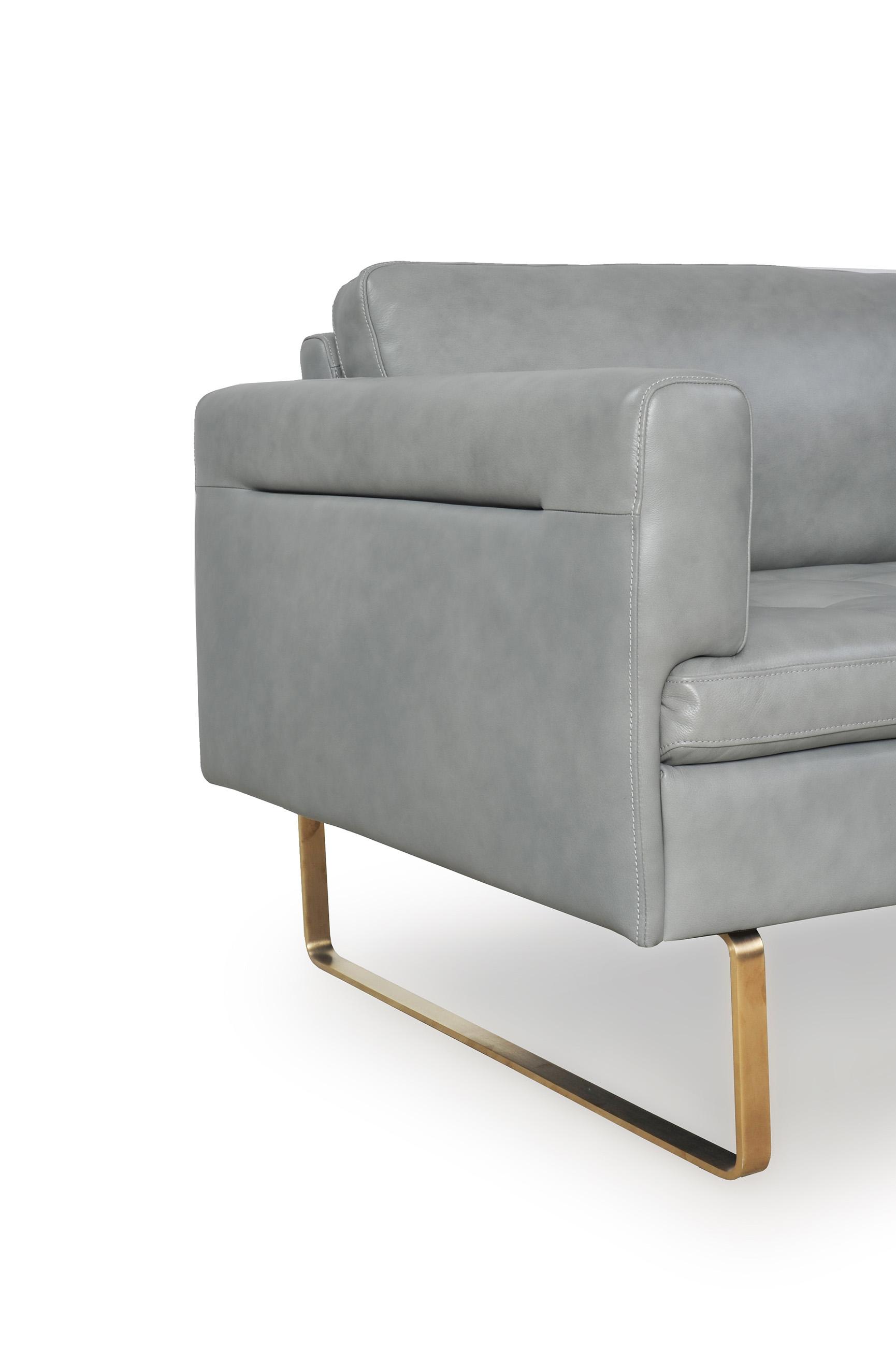 

    
 Photo  Gray Top Grain Leather Sofa & Chair Set 2Pcs 365 Frensen Moroni Modern
