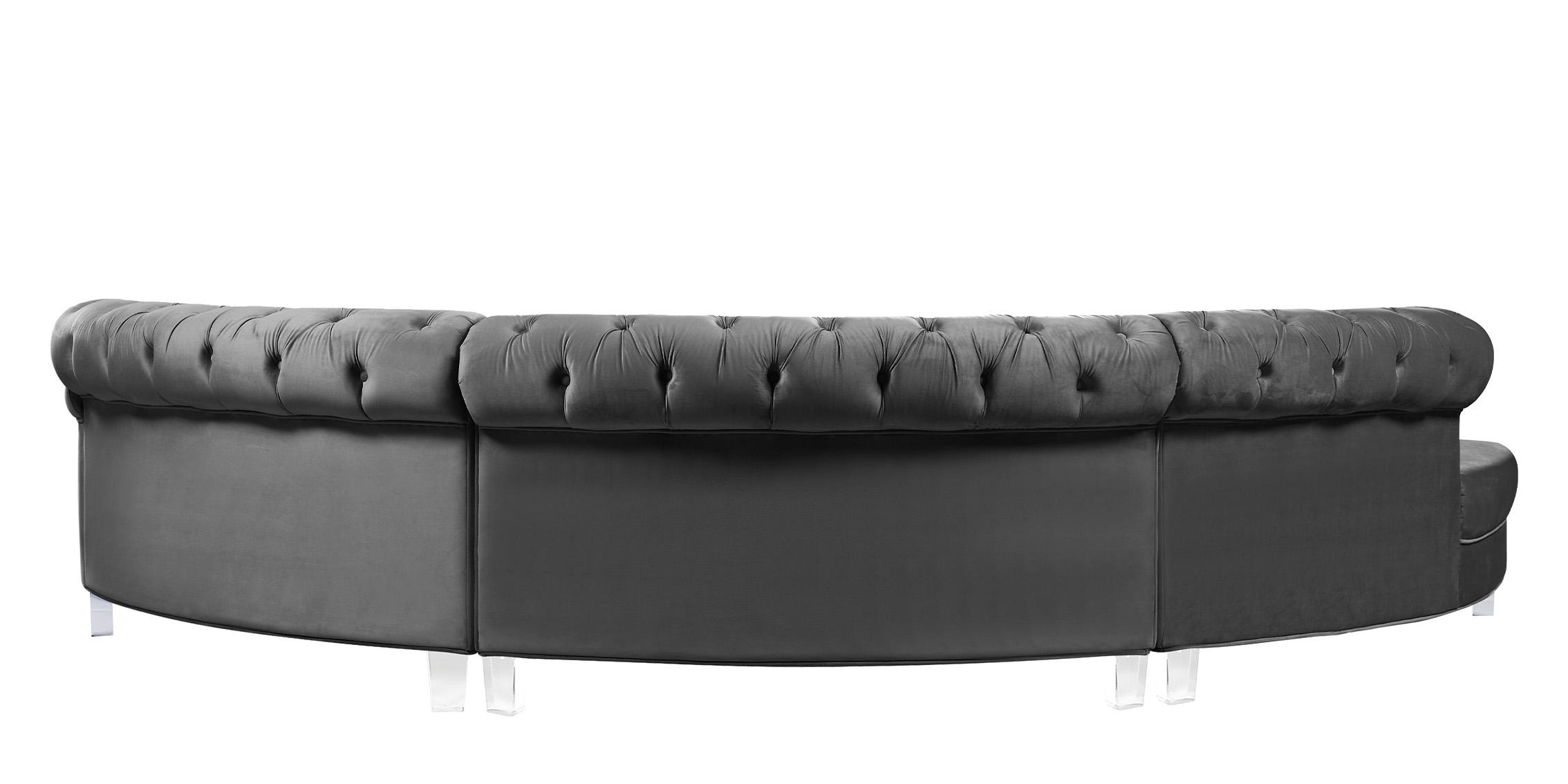 

        
Meridian Furniture ANABELLA 697Grey-3 Sectional Sofa Gray Velvet 704831407273
