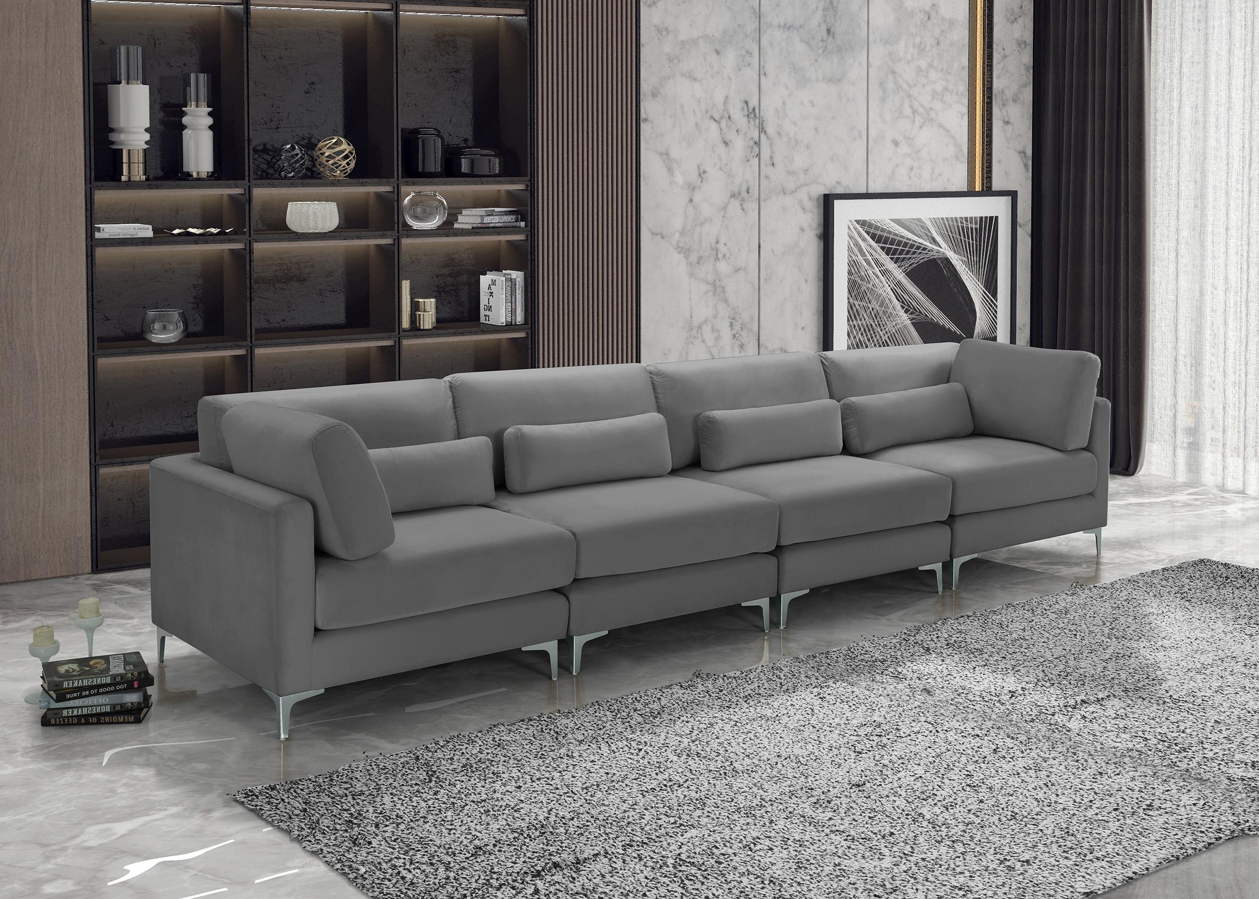 

    
Grey Velvet Modular Sofa JULIA 605Grey-S142 Meridian Contemporary Modern

