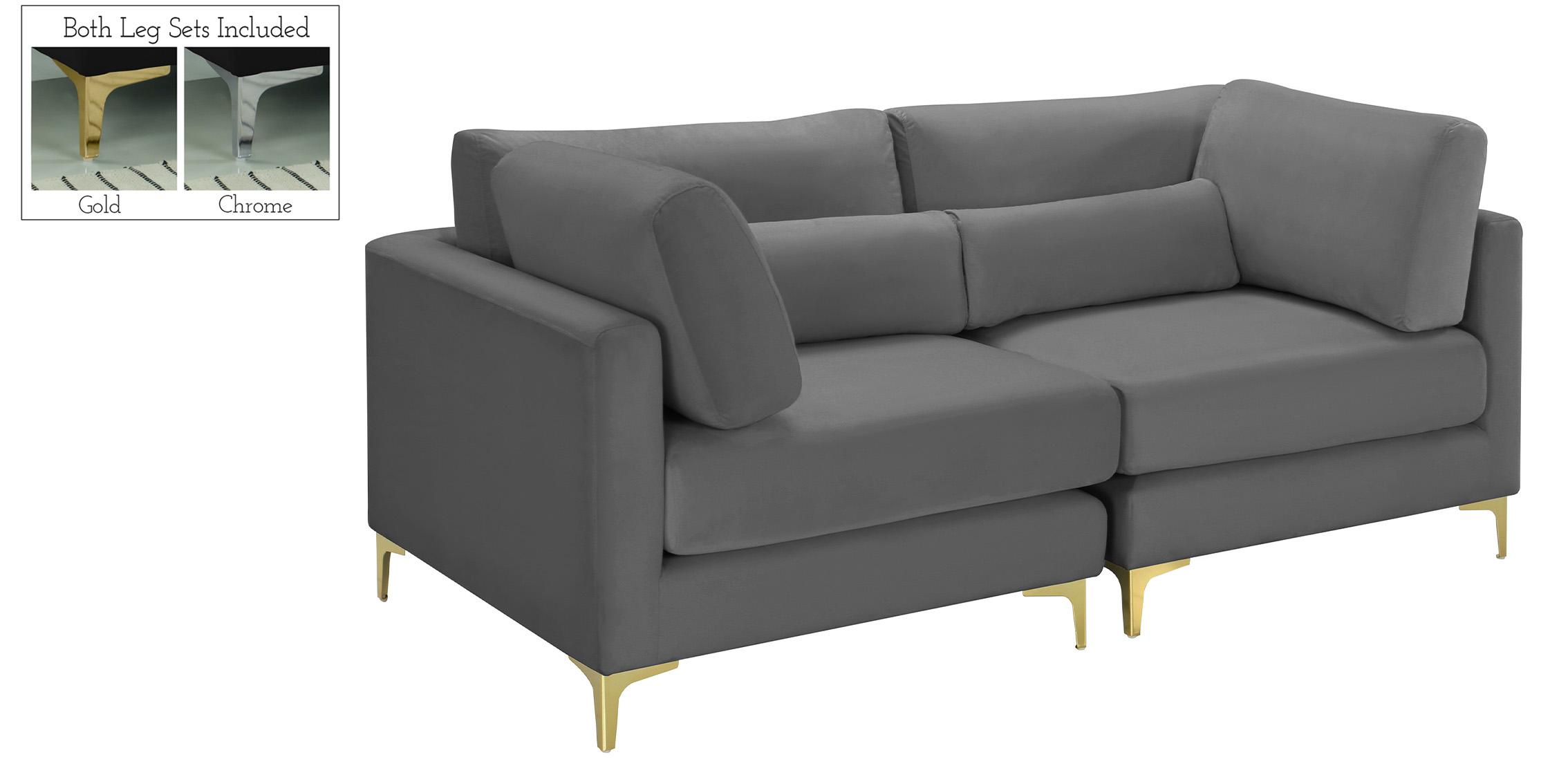 Contemporary, Modern Modular Sofa JULIA 605Grey-S75 605Grey-S75 in Gray Velvet