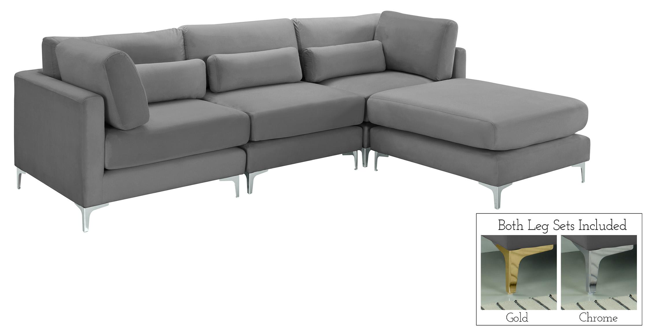 

    
Grey Velvet Modular Sectional Sofa JULIA 605Grey-Sec4A Meridian Contemporary
