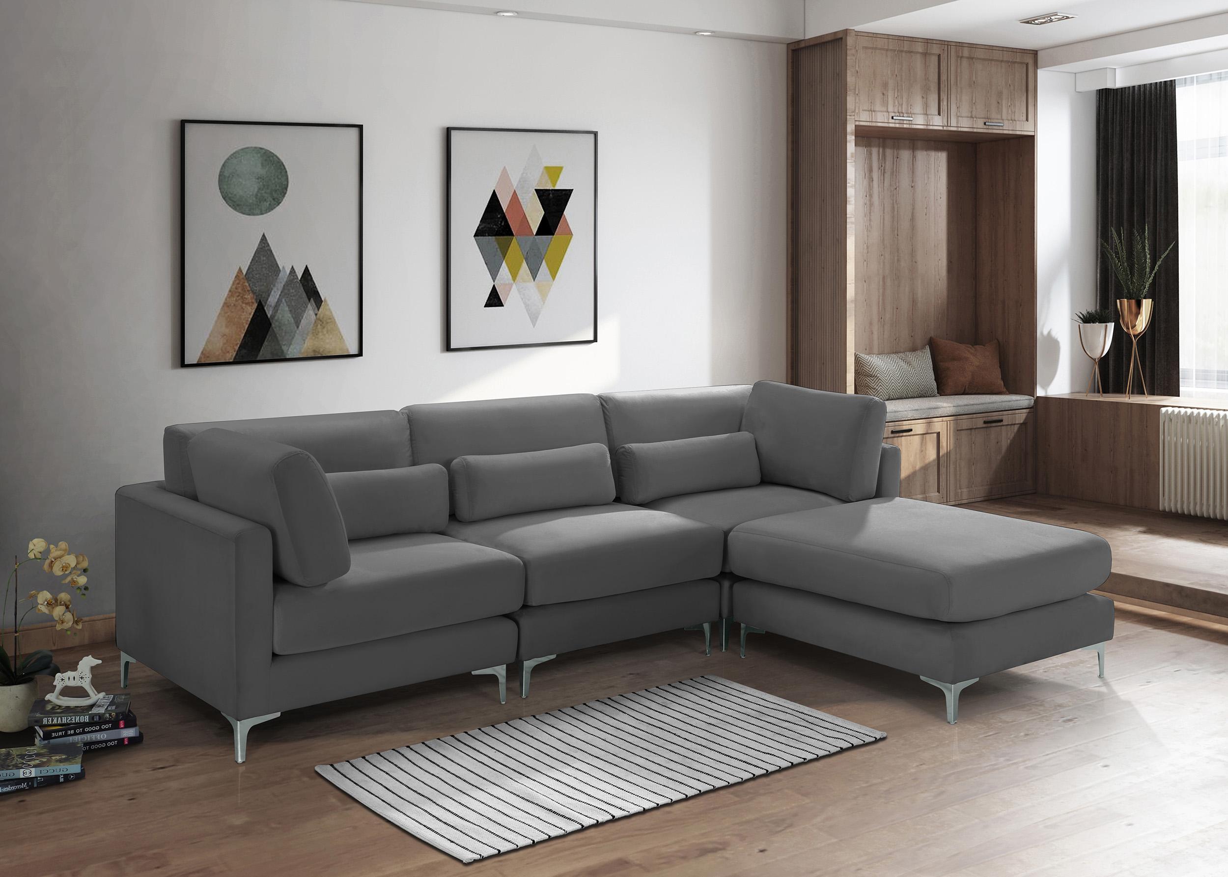 

    
Grey Velvet Modular Sectional Sofa JULIA 605Grey-Sec4A Meridian Contemporary
