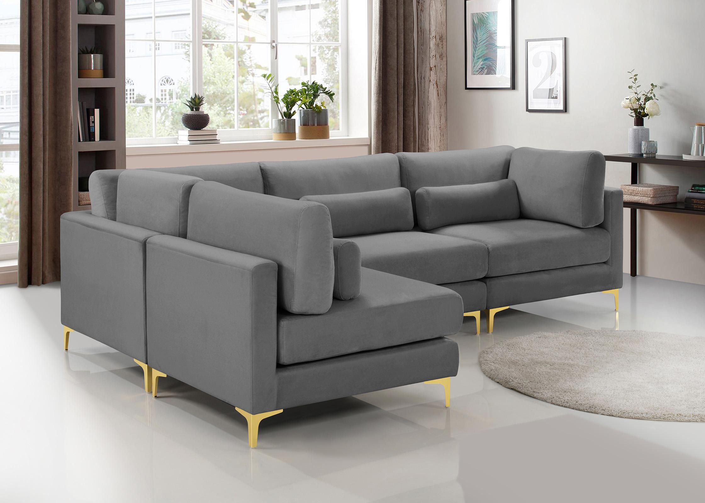 

    
Grey Velvet 605Grey-Sec4B Modular Sectional Sofa JULIA Meridian Contemporary
