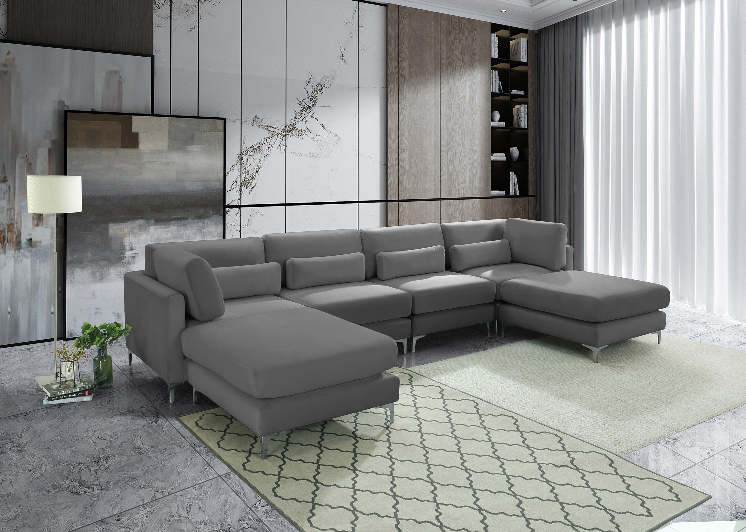 

    
Grey Velvet Modular Sectional Sofa JULIA 605Grey-Sec6B Meridian Contemporary
