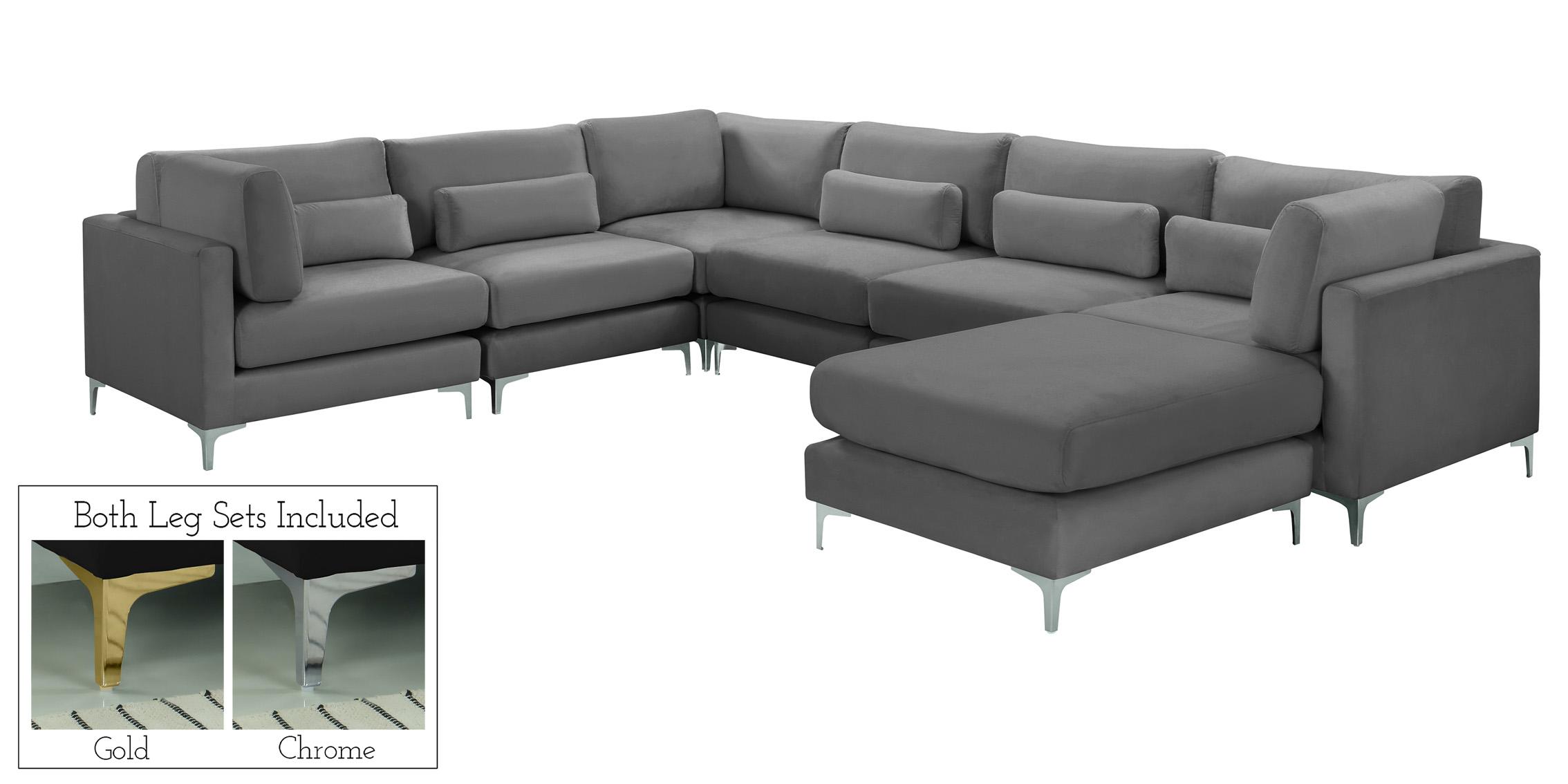 

    
Grey Velvet Modular Sectional Sofa JULIA 605Grey-Sec7A Meridian Contemporary
