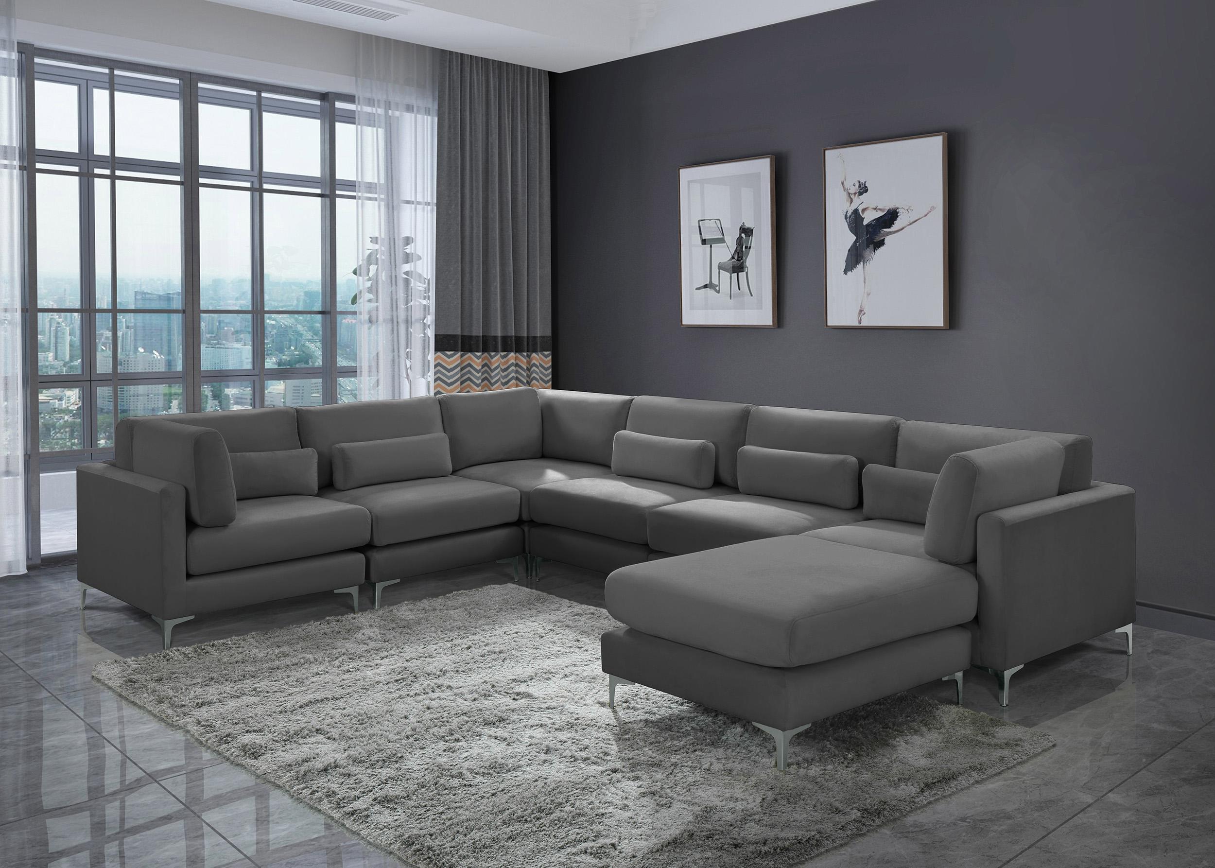 

    
Grey Velvet Modular Sectional Sofa JULIA 605Grey-Sec7A Meridian Contemporary
