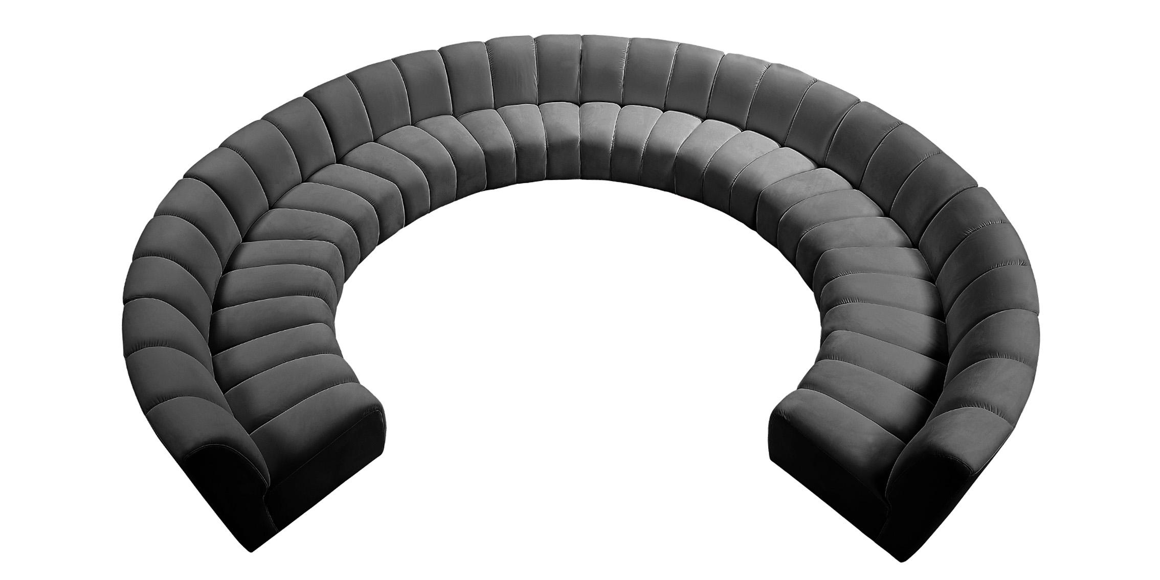 

    
Grey Velvet Modular Sectional Sofa INFINITY 638Grey-10PC Meridian Modern
