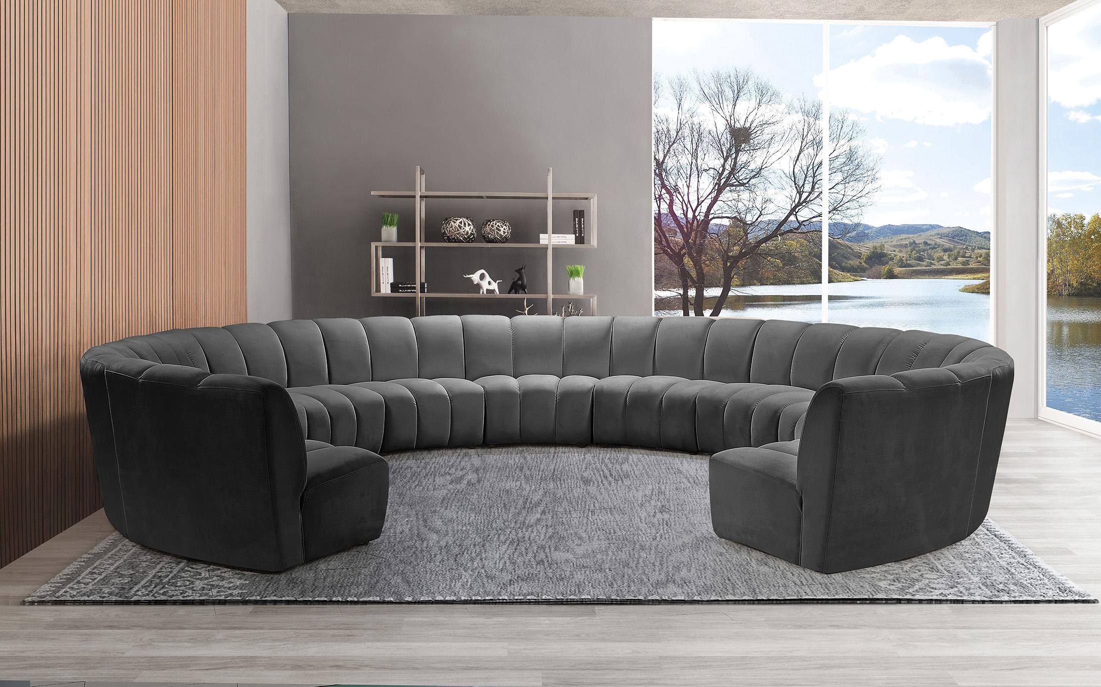 

    
Grey Velvet Modular Sectional Sofa INFINITY 638Grey-11PC Meridian Modern
