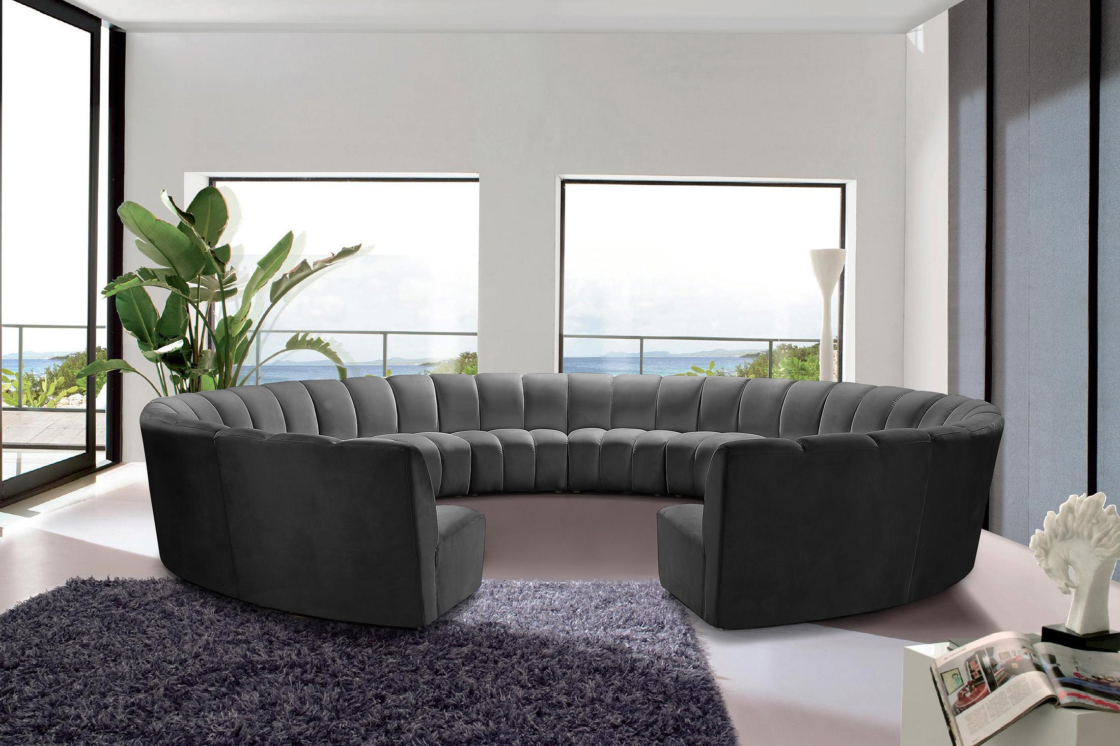 

    
Grey Velvet Modular Sectional Sofa INFINITY 638Grey-12PC Meridian Modern
