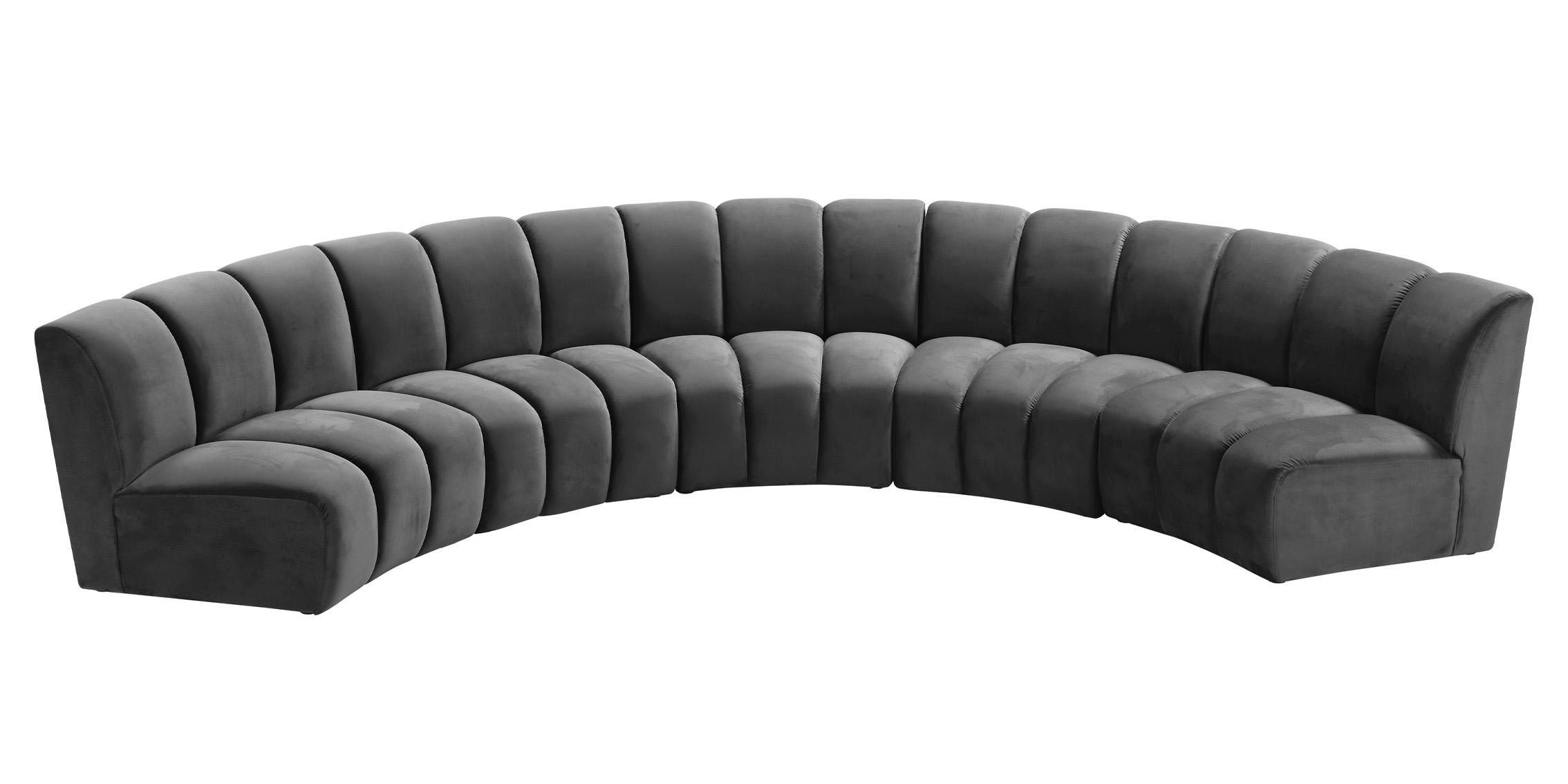 

    
Grey Velvet Modular Sectional Sofa INFINITY 638Grey-5PC Meridian Modern
